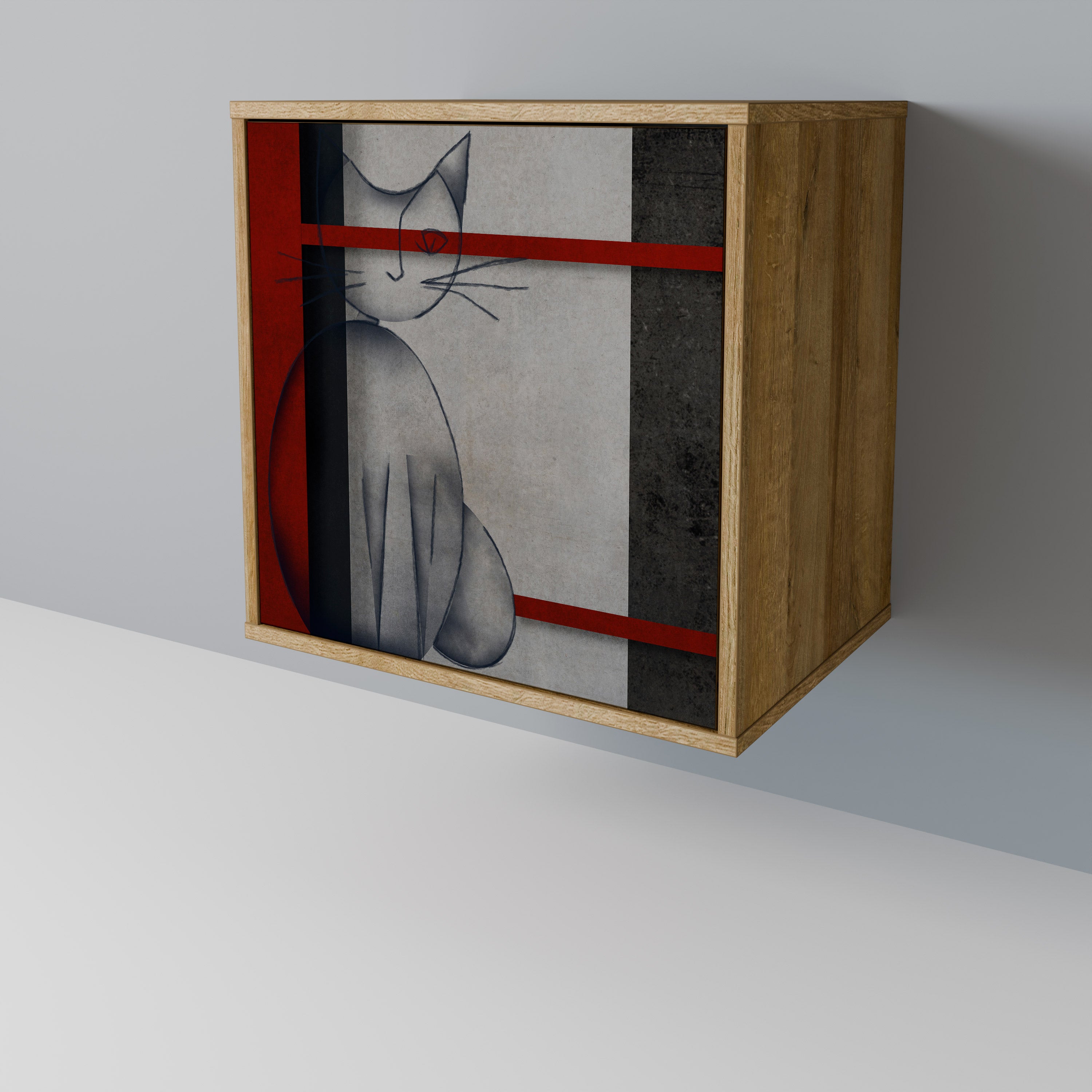 GRAY FIGURES 1-Door Sideboard in Oak Effect