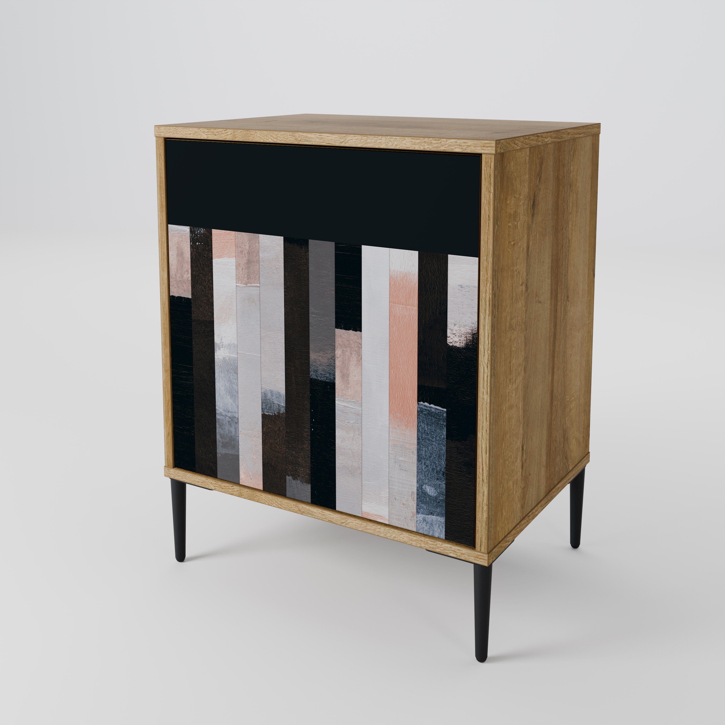 COLLAGE OF RECTANGLES 1-Door Sideboard in Oak Effect