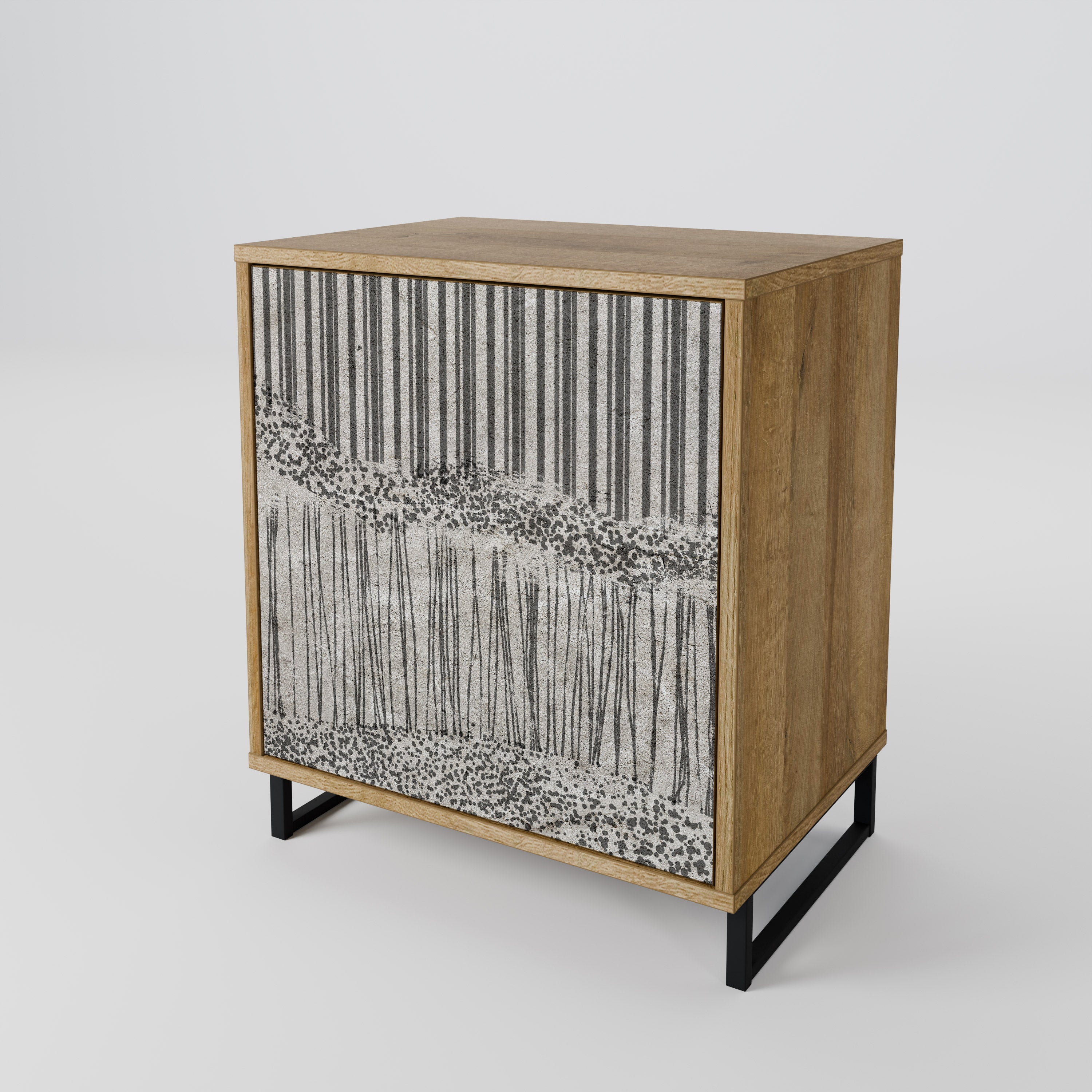 GRAIN LINES 1-Door Sideboard in Oak Effect