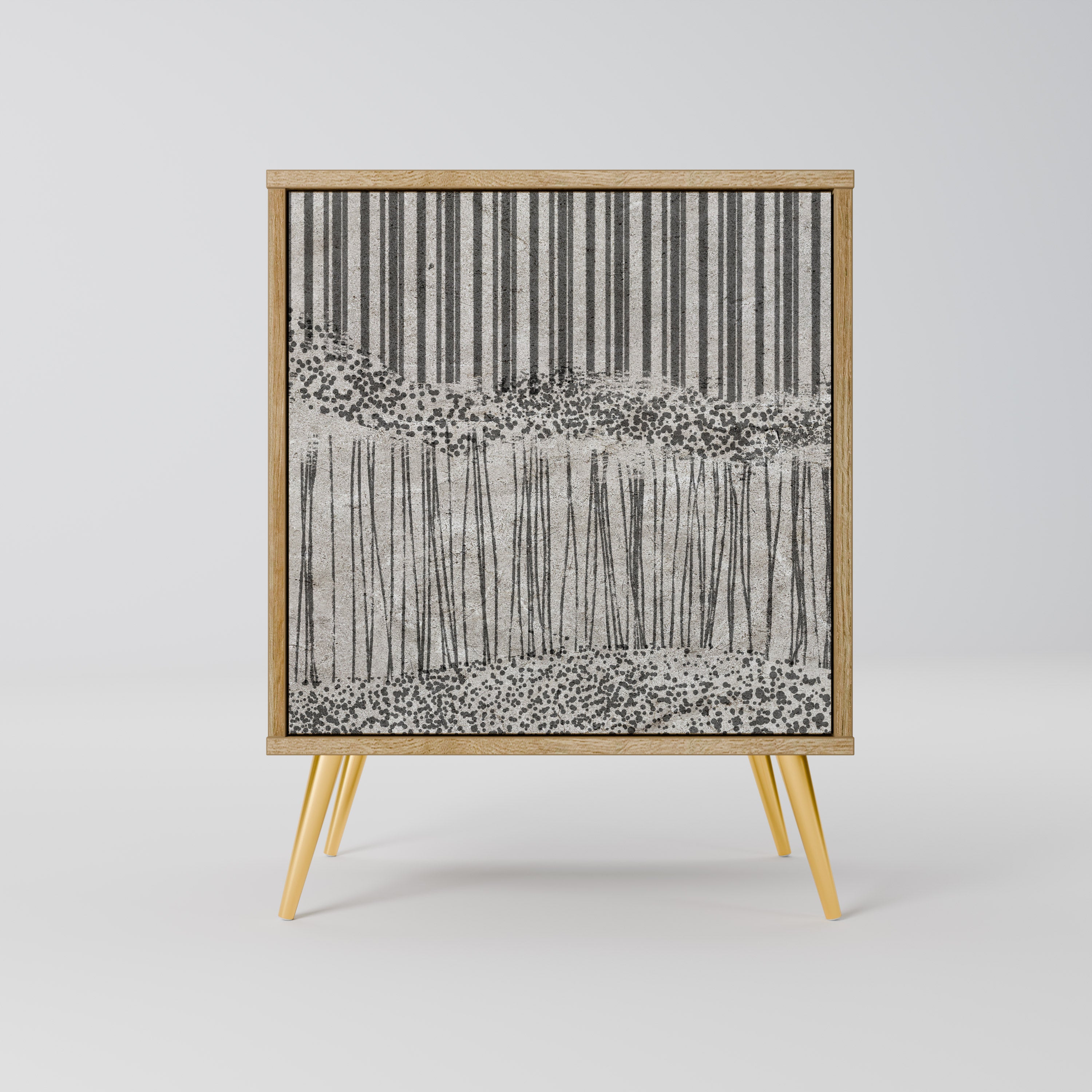 GRAIN LINES 1-Door Sideboard in Oak Effect