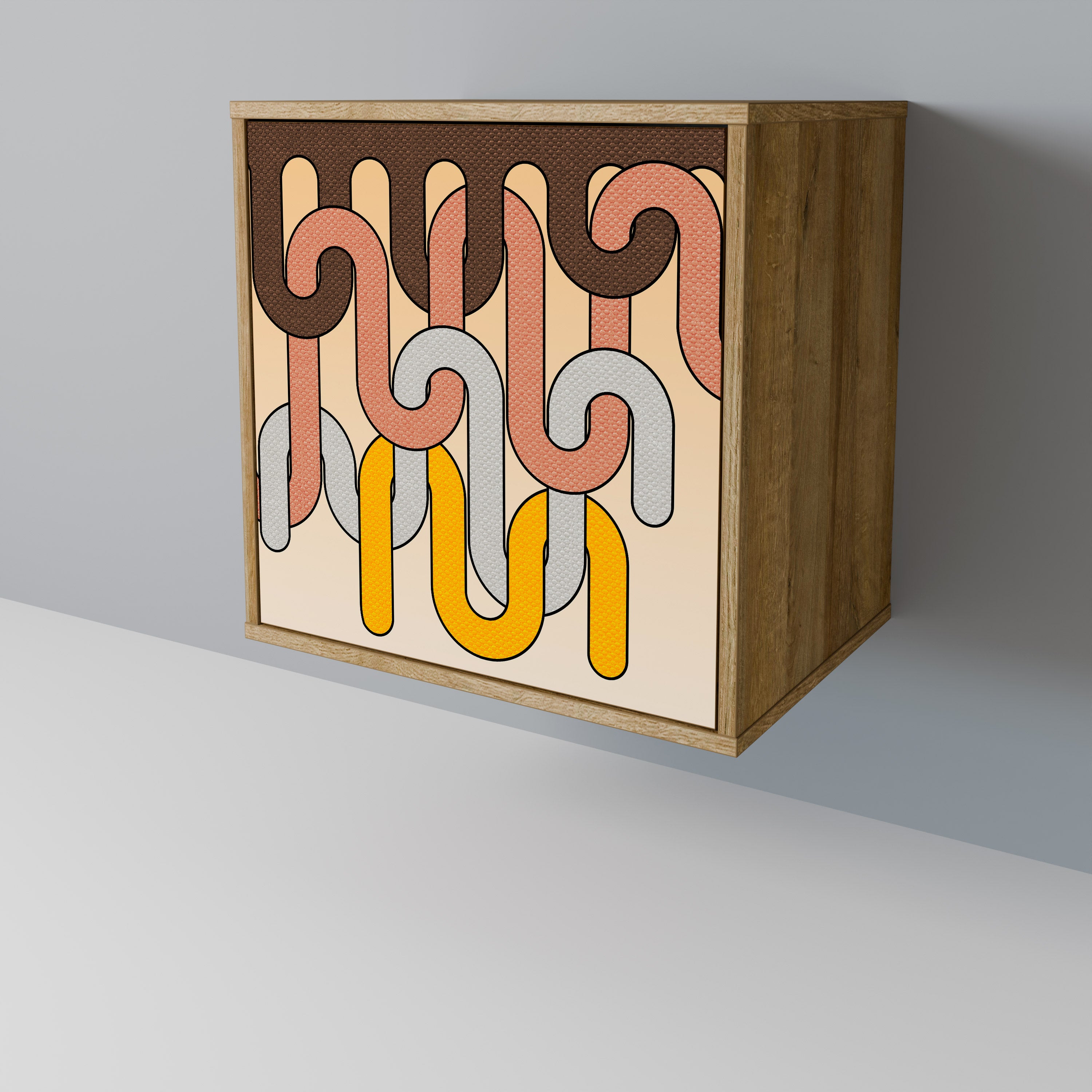 COLORFUL STRINGS 1-Door Sideboard in Oak Effect