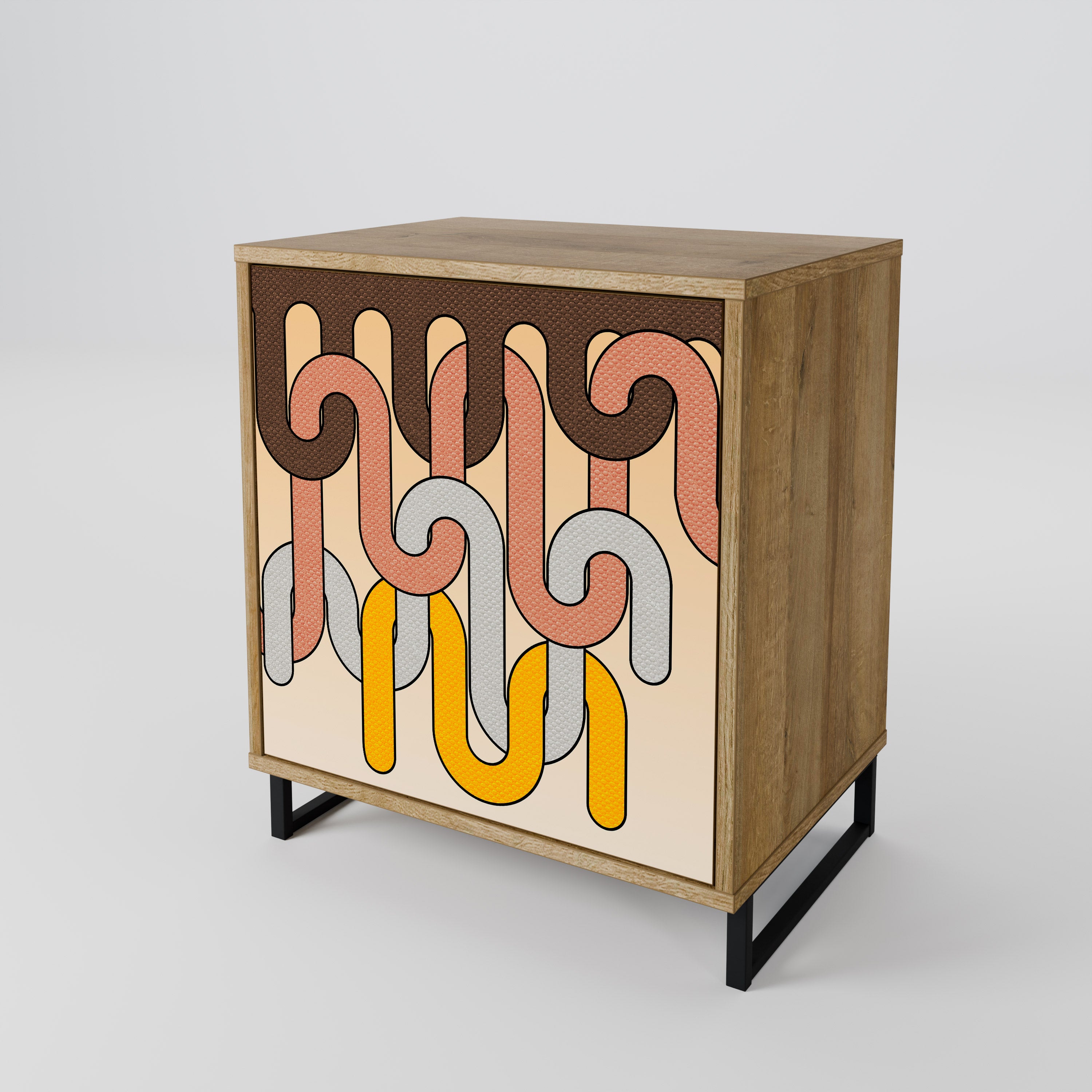 COLORFUL STRINGS 1-Door Sideboard in Oak Effect