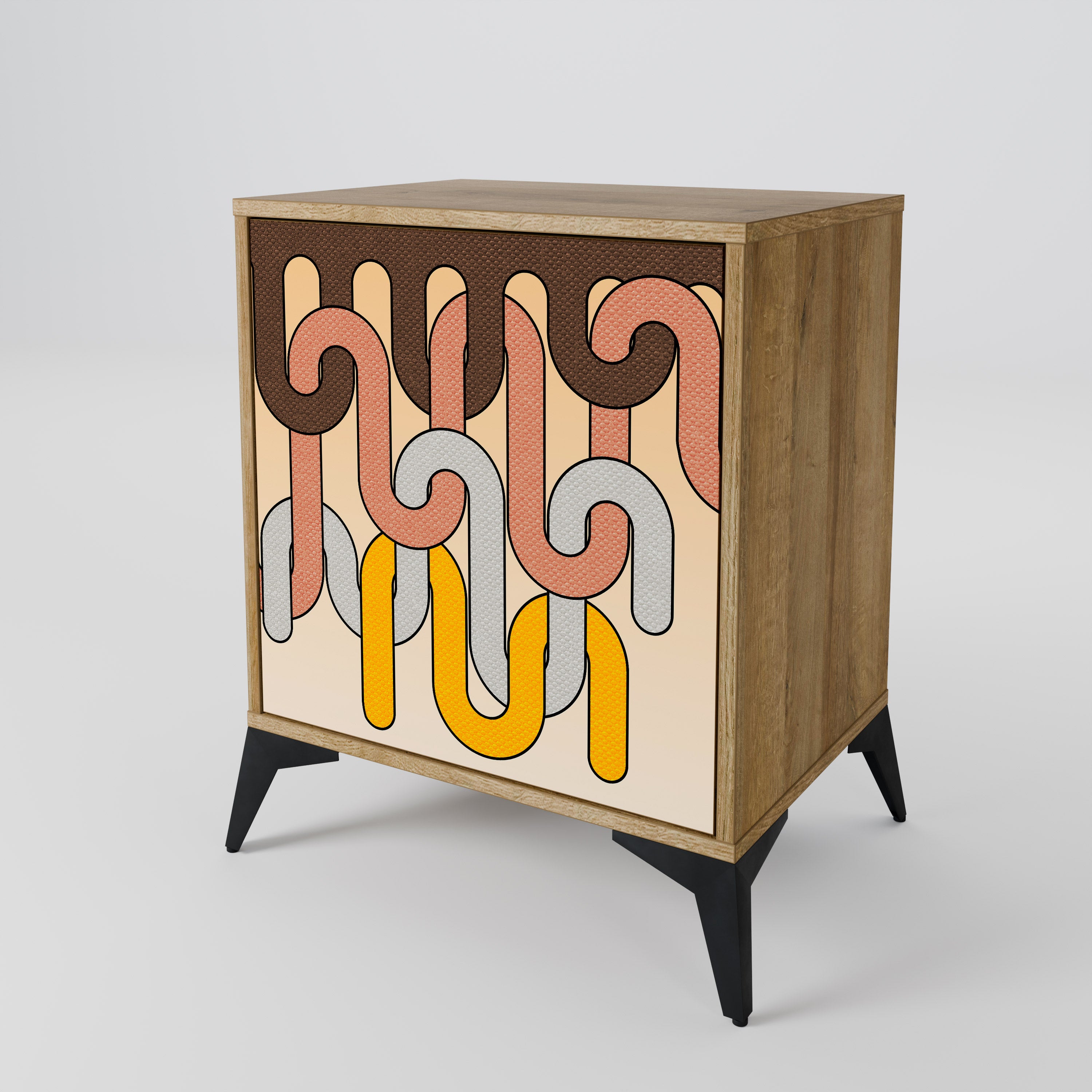 COLORFUL STRINGS 1-Door Sideboard in Oak Effect