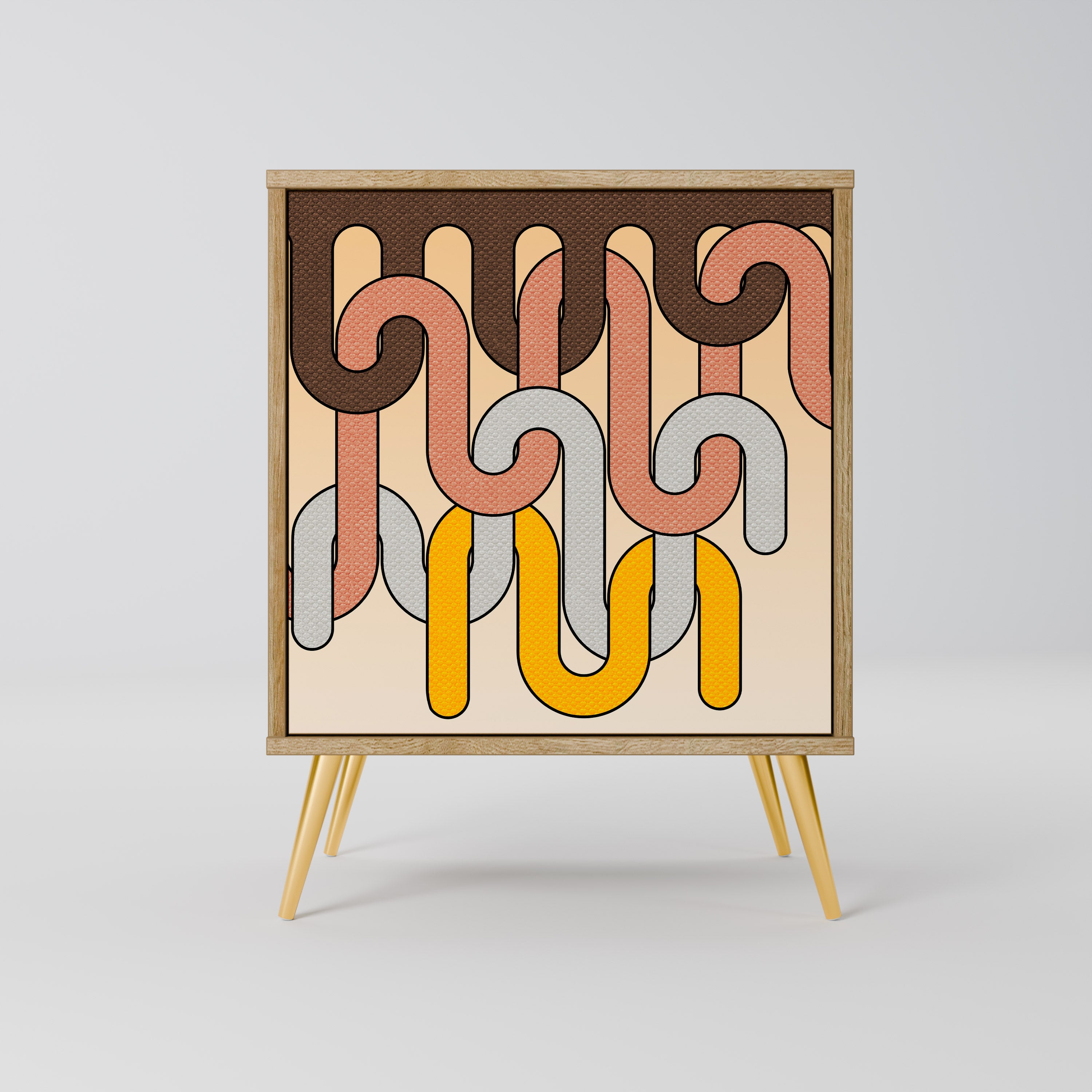 COLORFUL STRINGS 1-Door Sideboard in Oak Effect