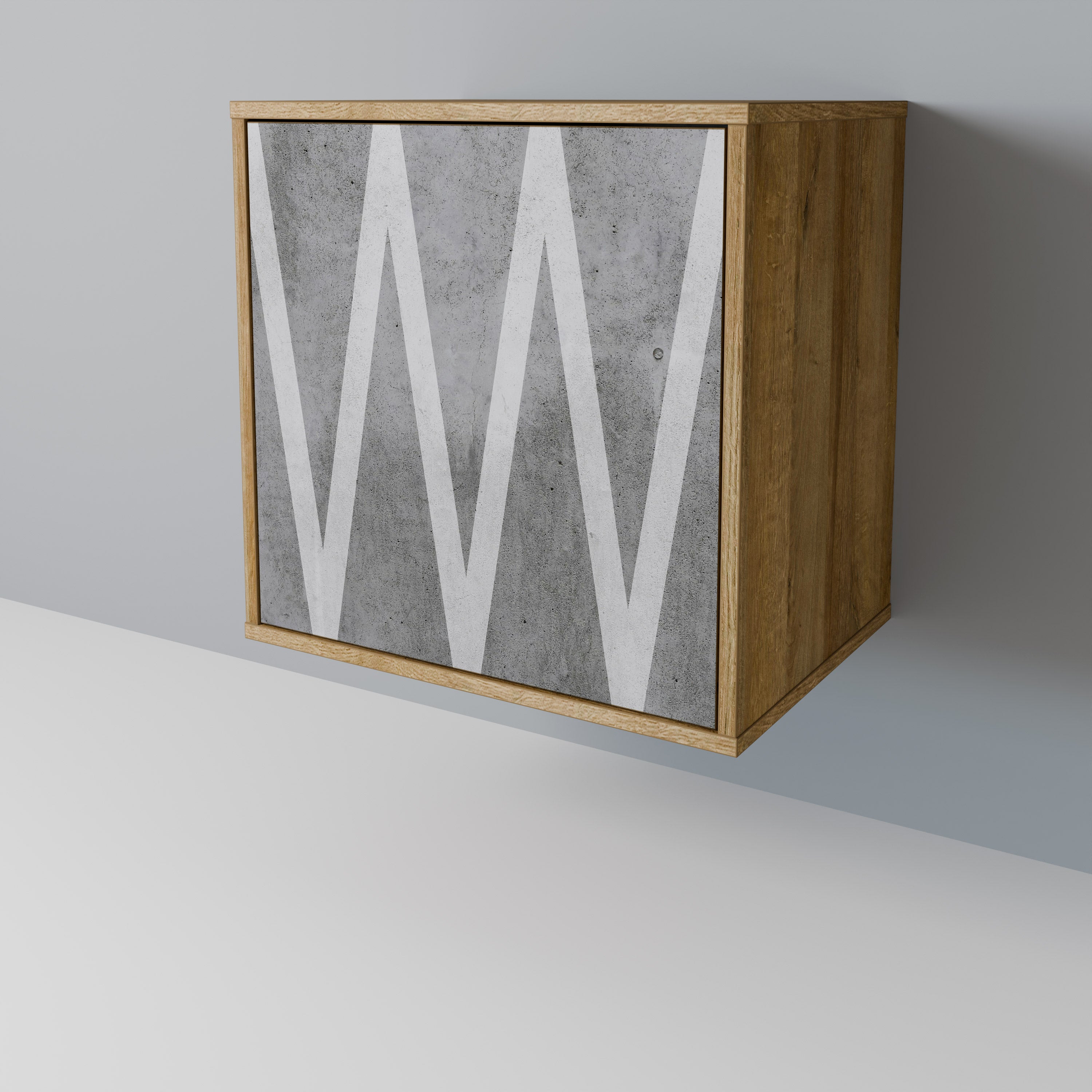 SOLID ZIG ZAG 1-Door Sideboard in Oak Effect