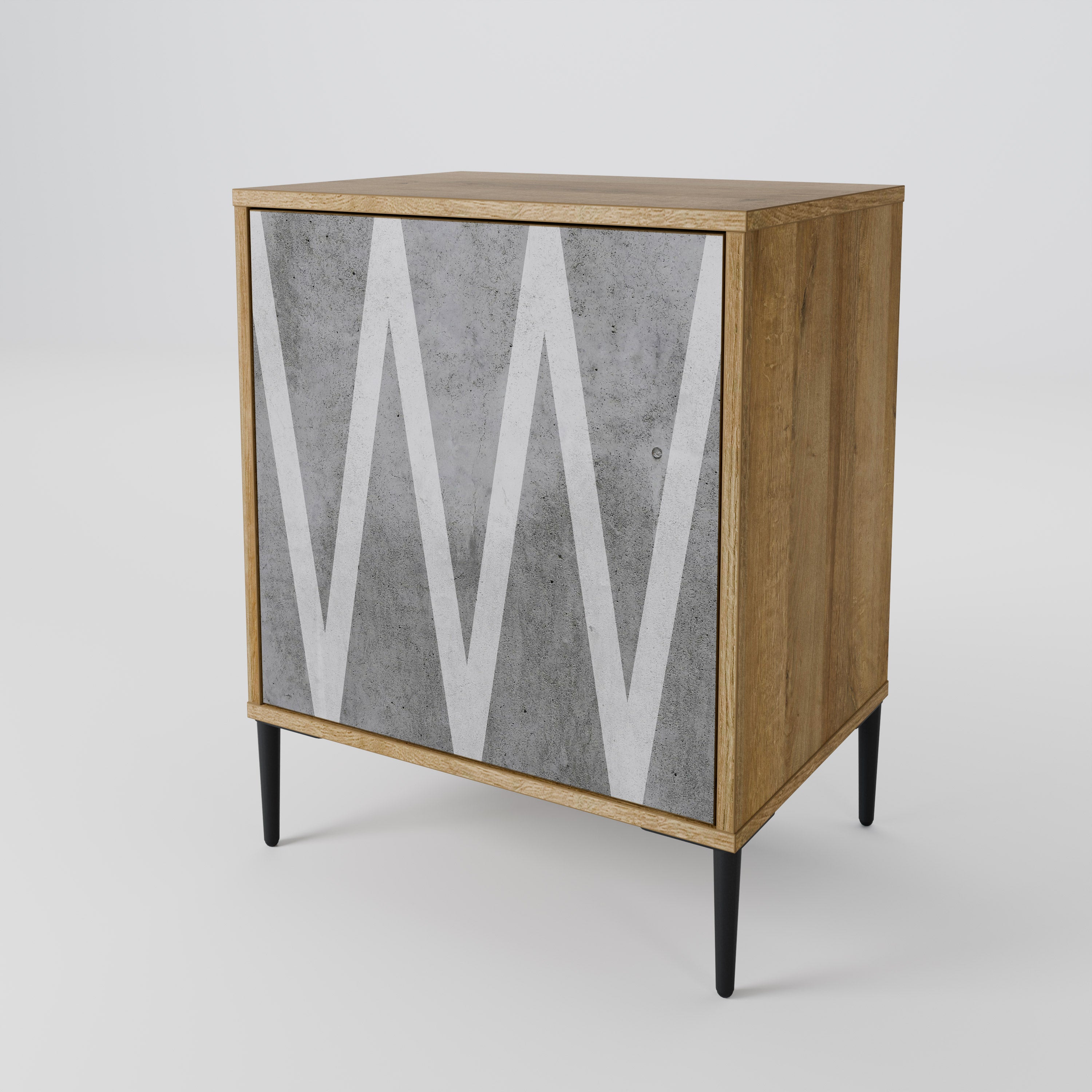 SOLID ZIG ZAG 1-Door Sideboard in Oak Effect