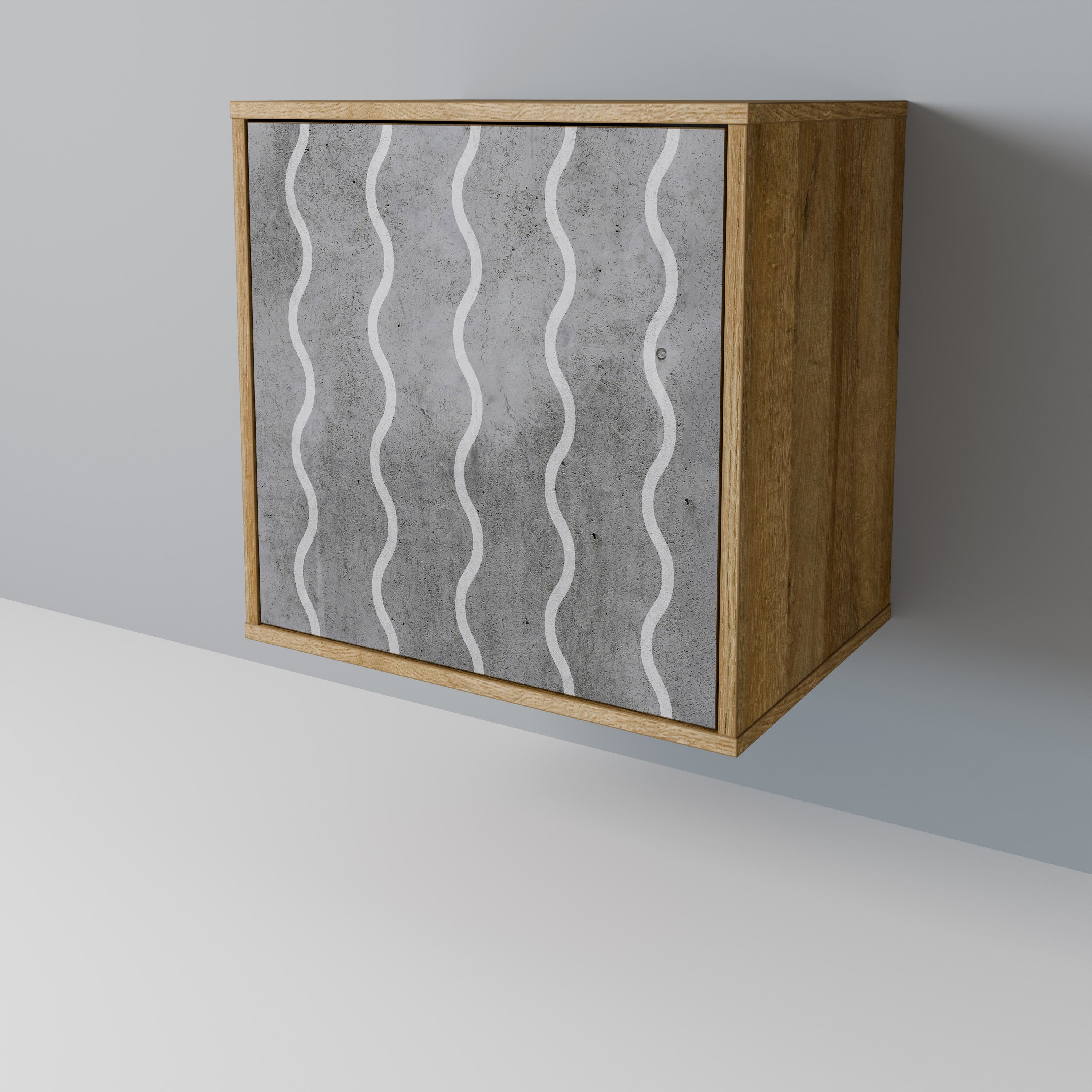 WAVES OF CONCRETE 1-Door Sideboard in Oak Effect