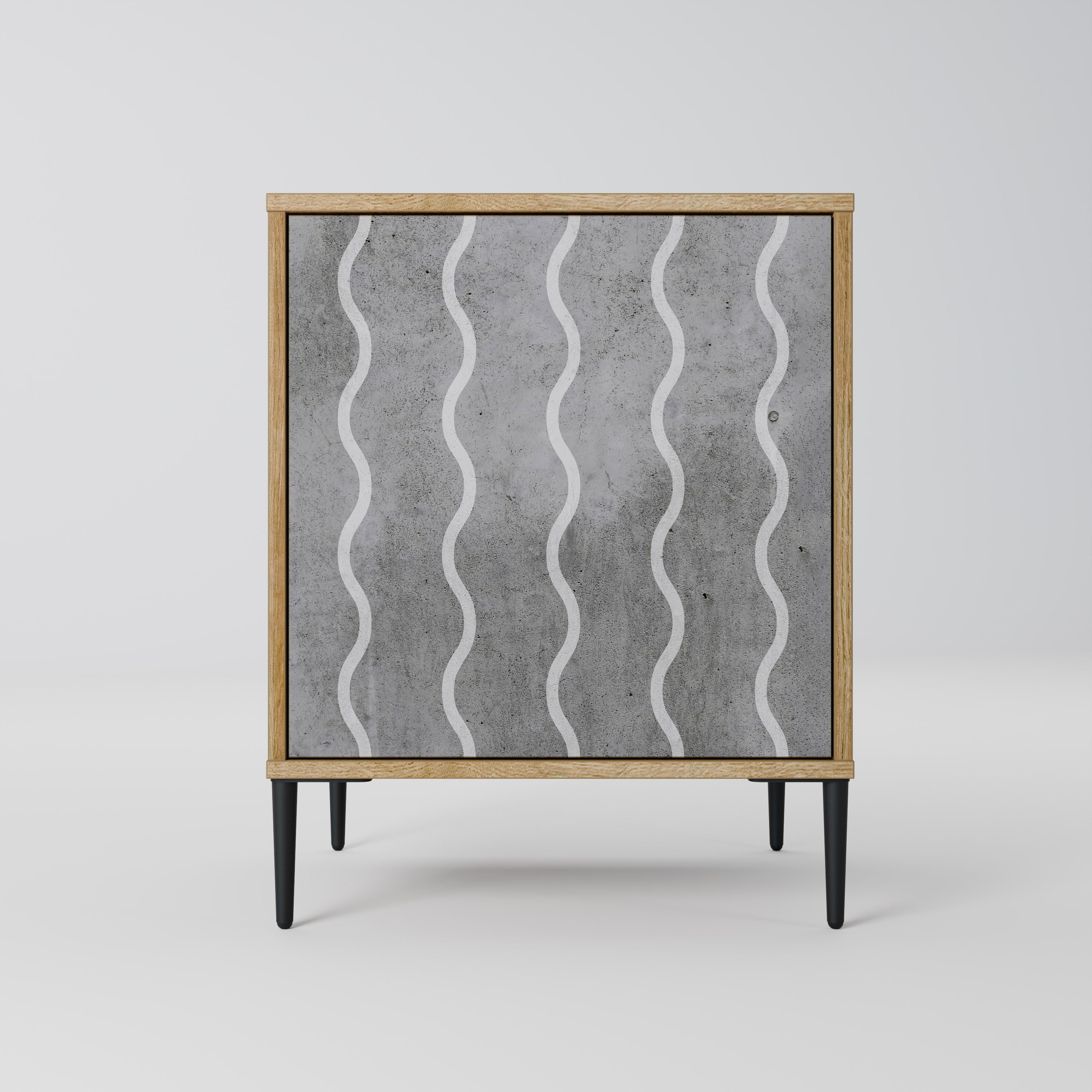 WAVES OF CONCRETE 1-Door Sideboard in Oak Effect