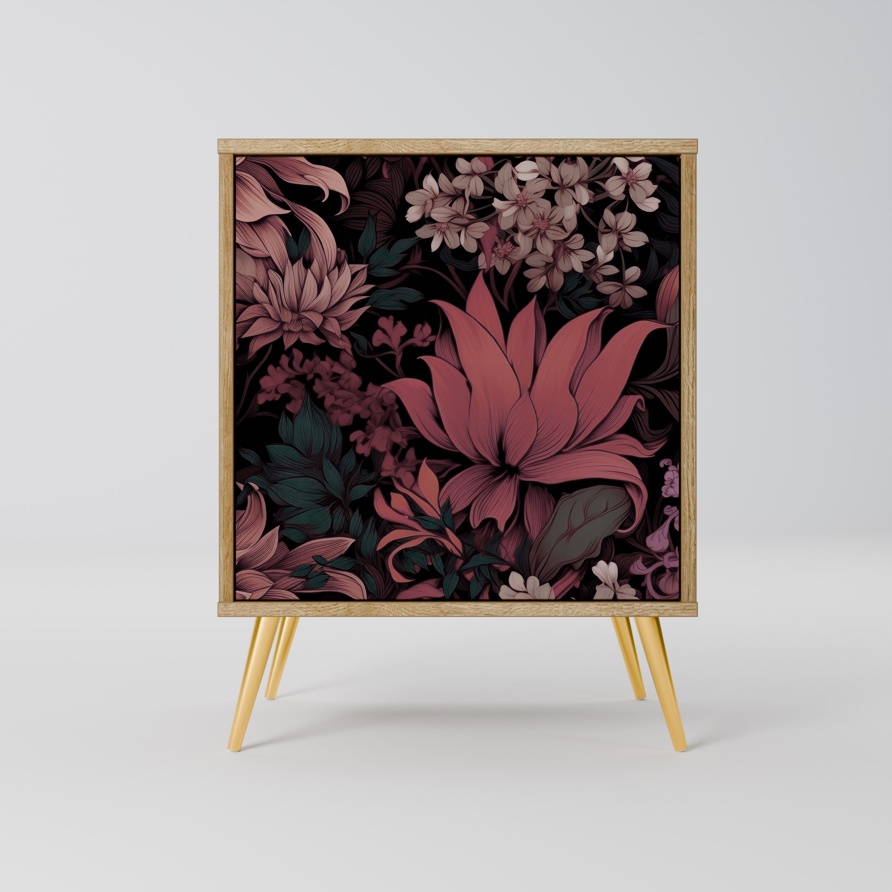 FLORAL WHISPER 1-Door Sideboard in Oak Effect