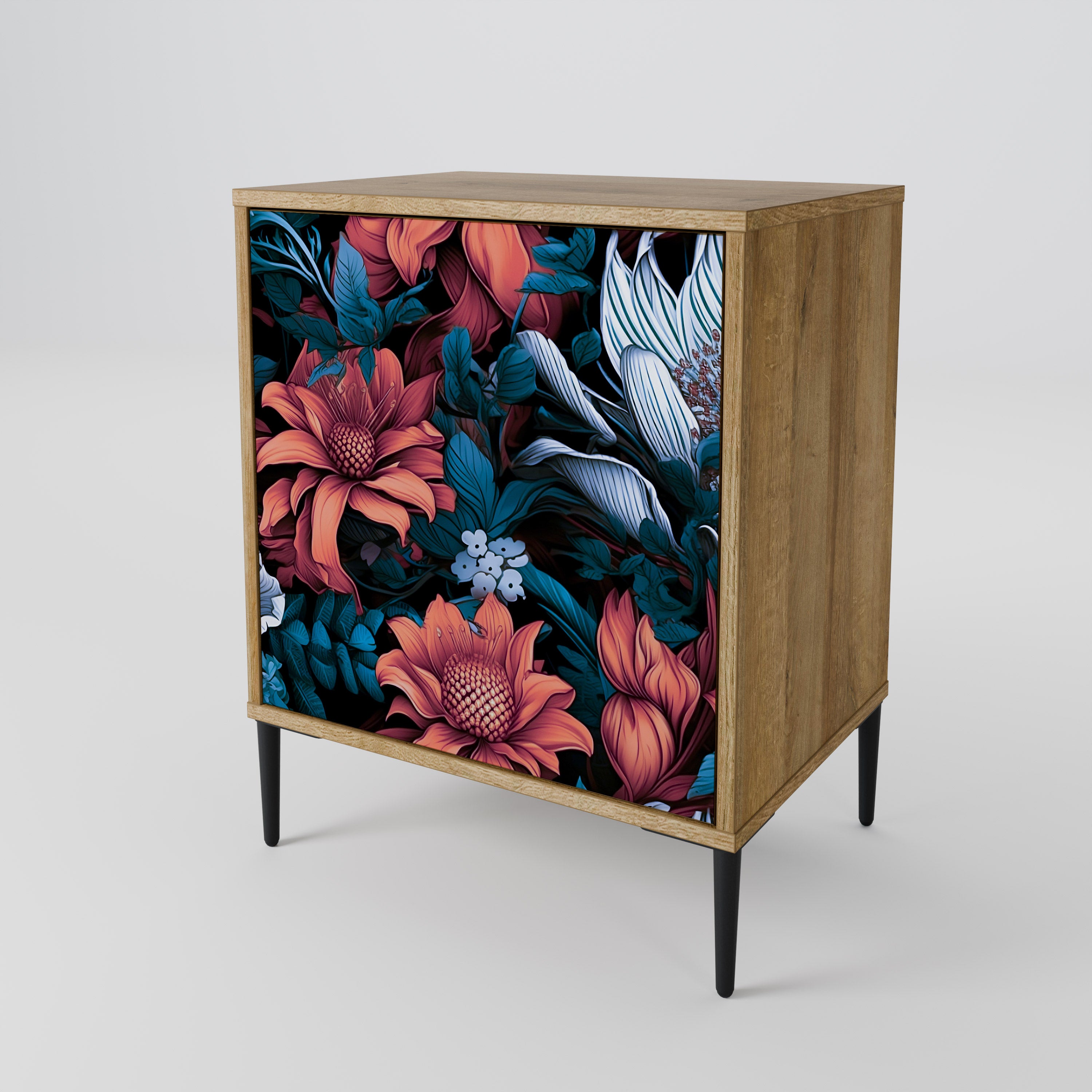 ETHEREAL BLOSSOMS 1-Door Sideboard in Oak Effect