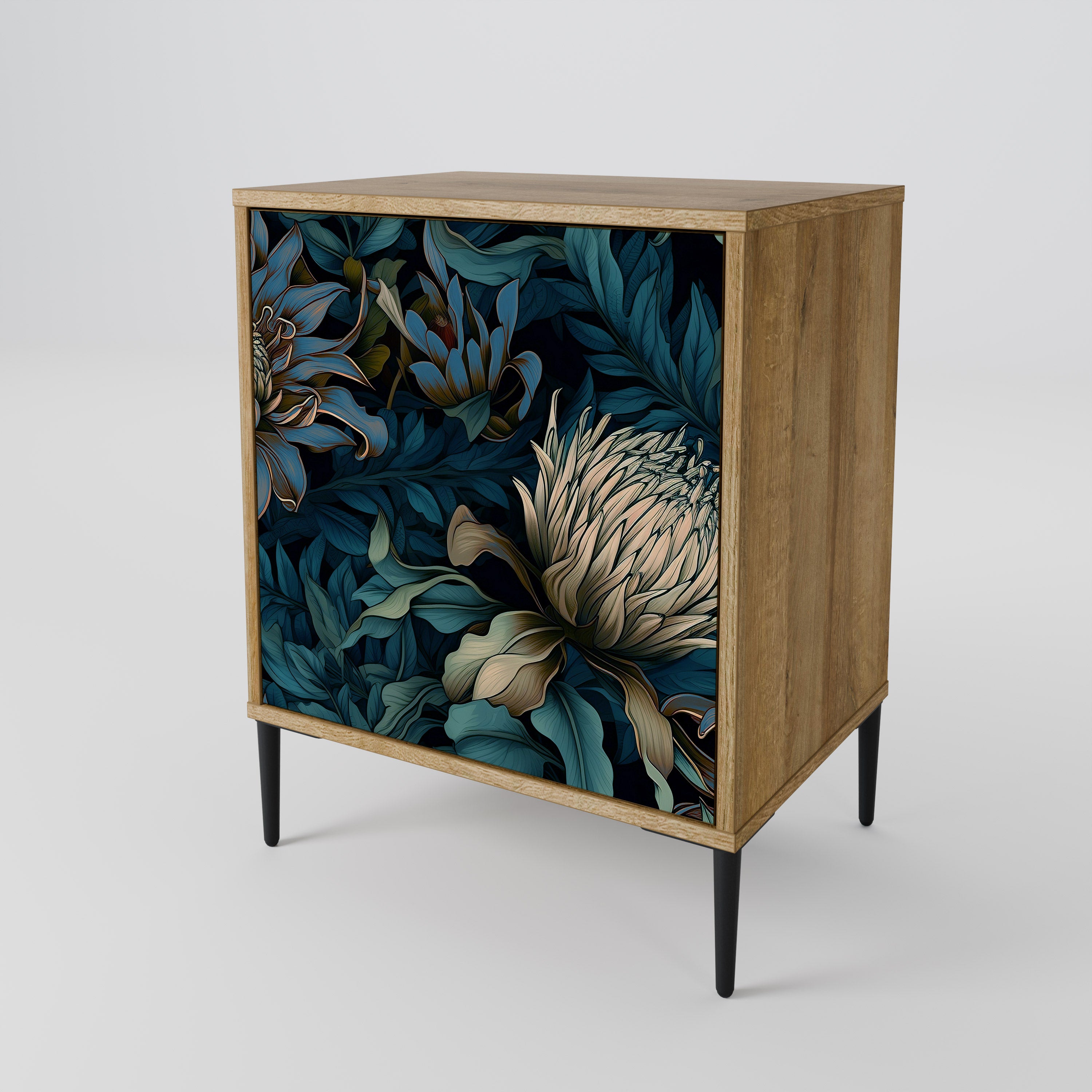 TWILIGHT BLOOM 1-Door Sideboard in Oak Effect