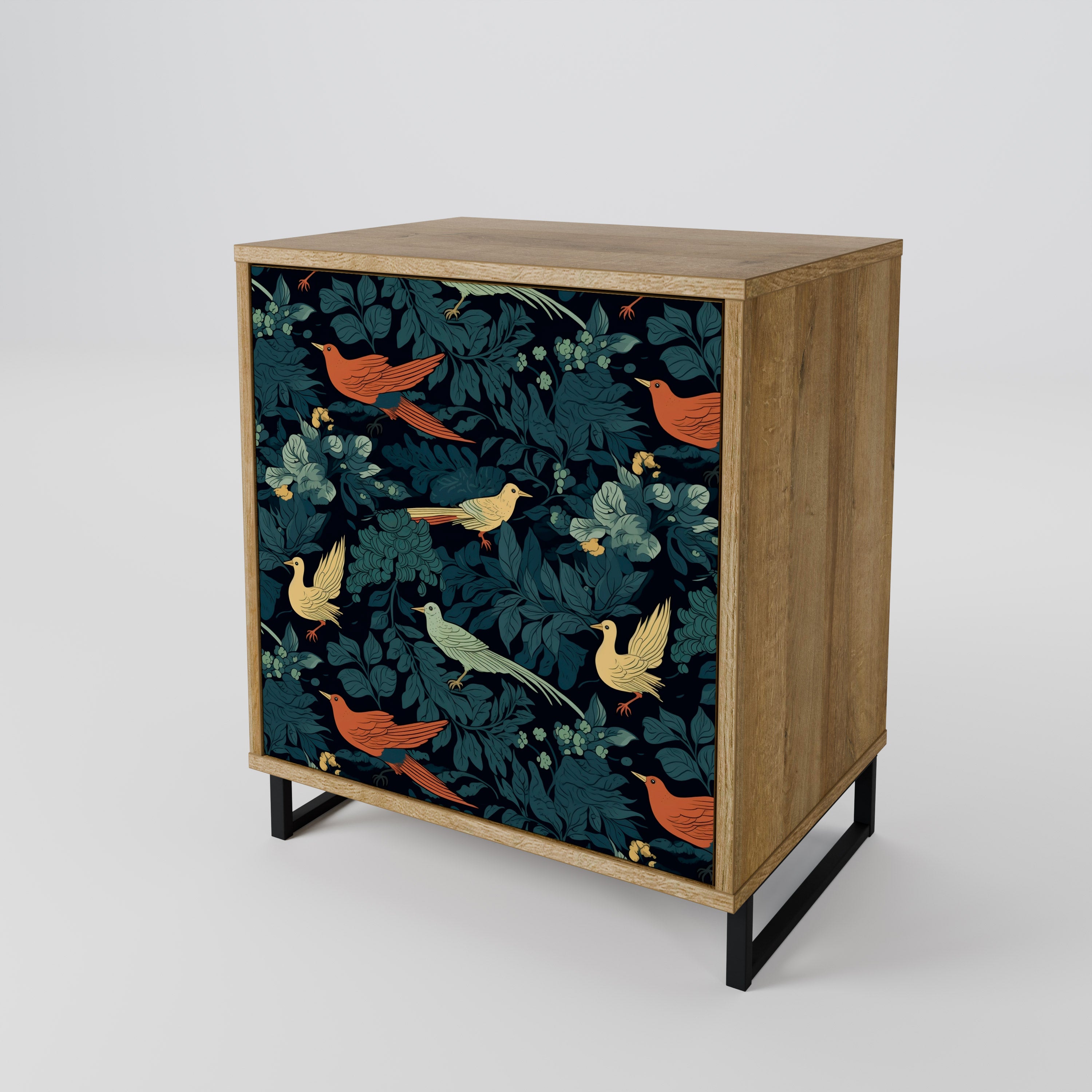 FOWL ORNAMENT 1-Door Sideboard in Oak Effect