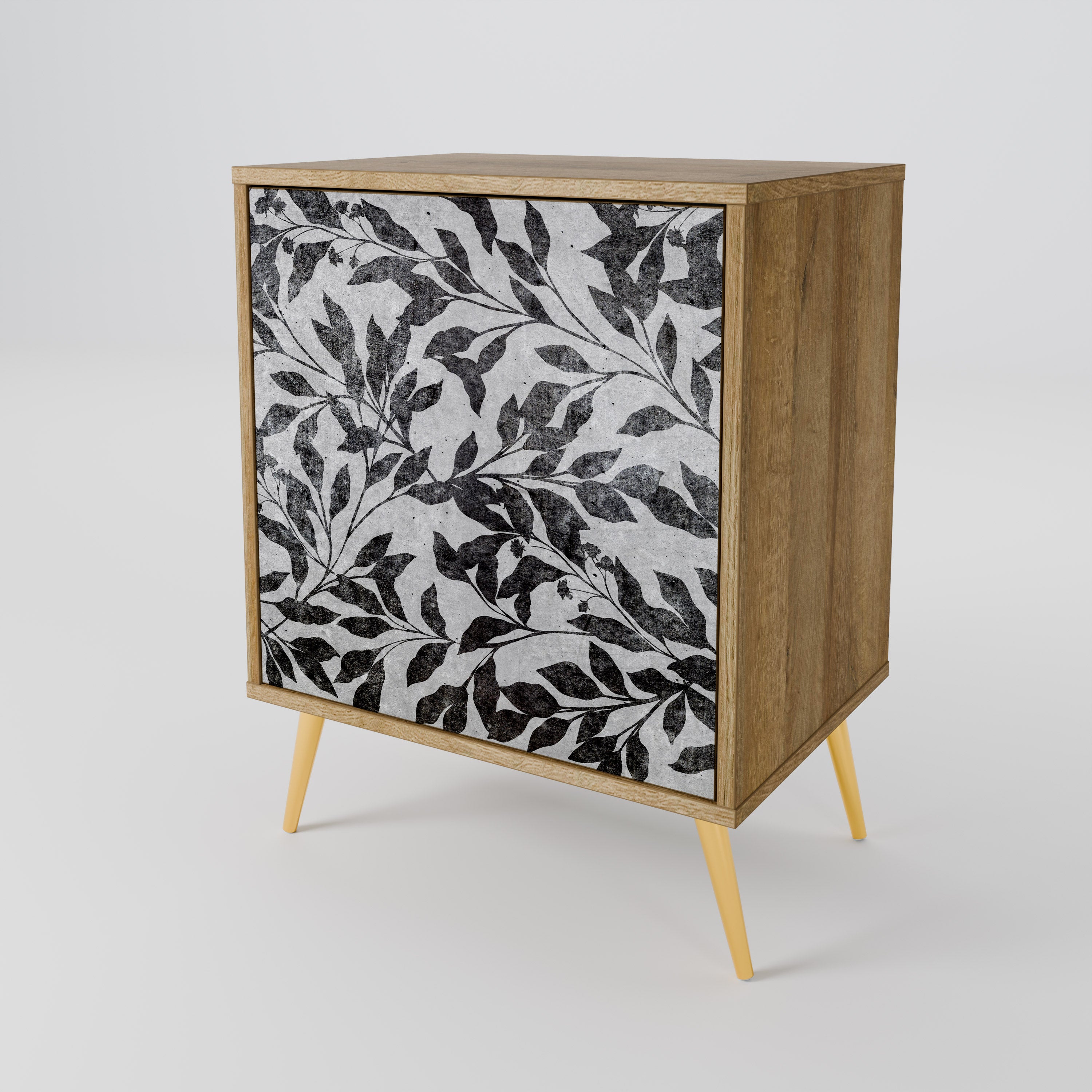 CHARCOAL SPROUT 1-Door Sideboard in Oak Effect