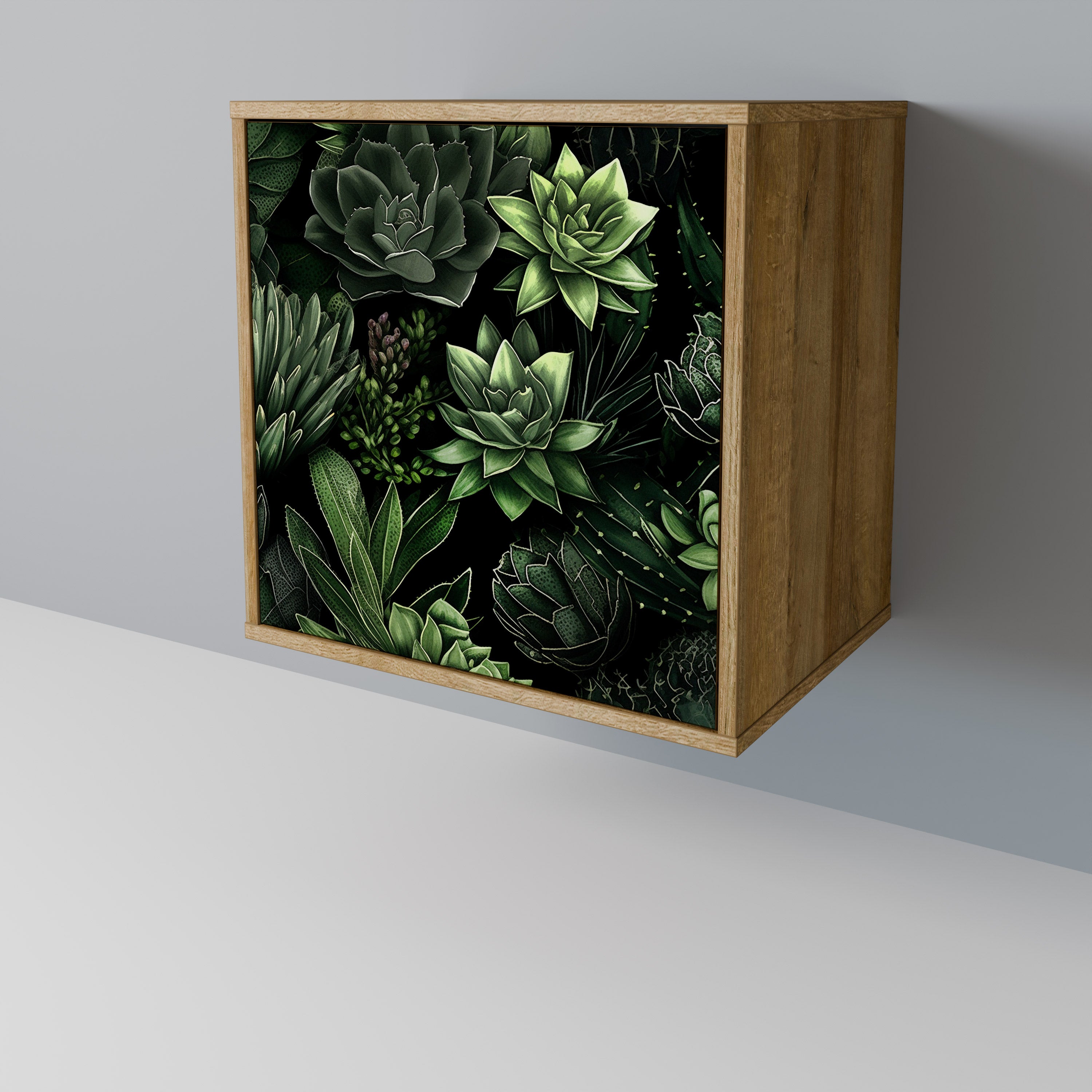 SUCCULENT JUNGLE 1-Door Sideboard in Oak Effect