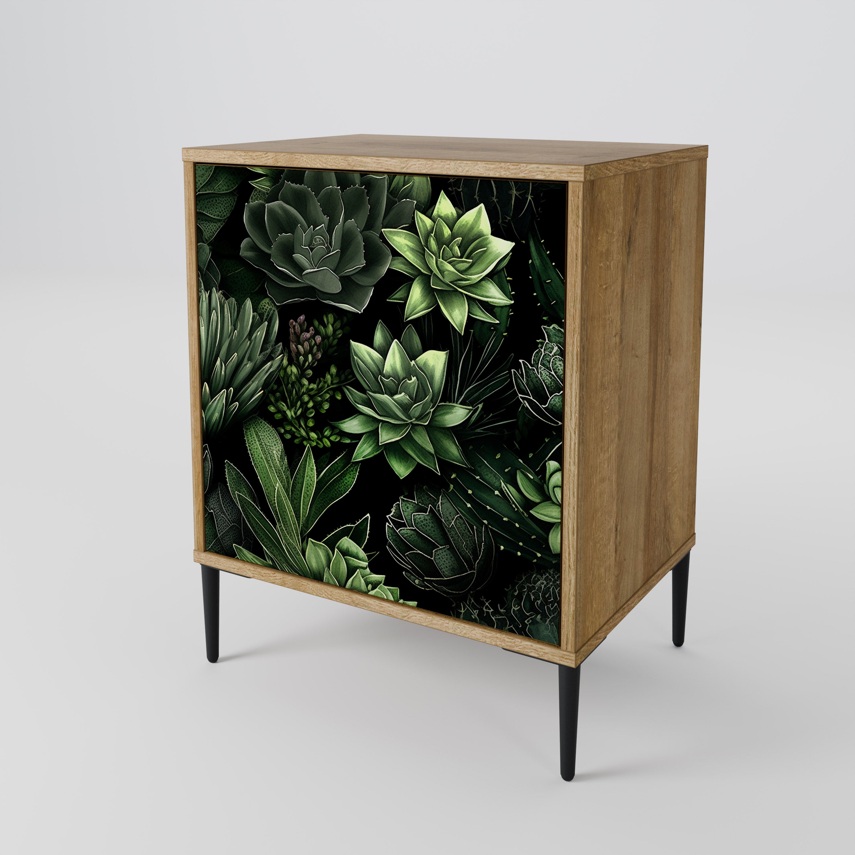 SUCCULENT JUNGLE 1-Door Sideboard in Oak Effect