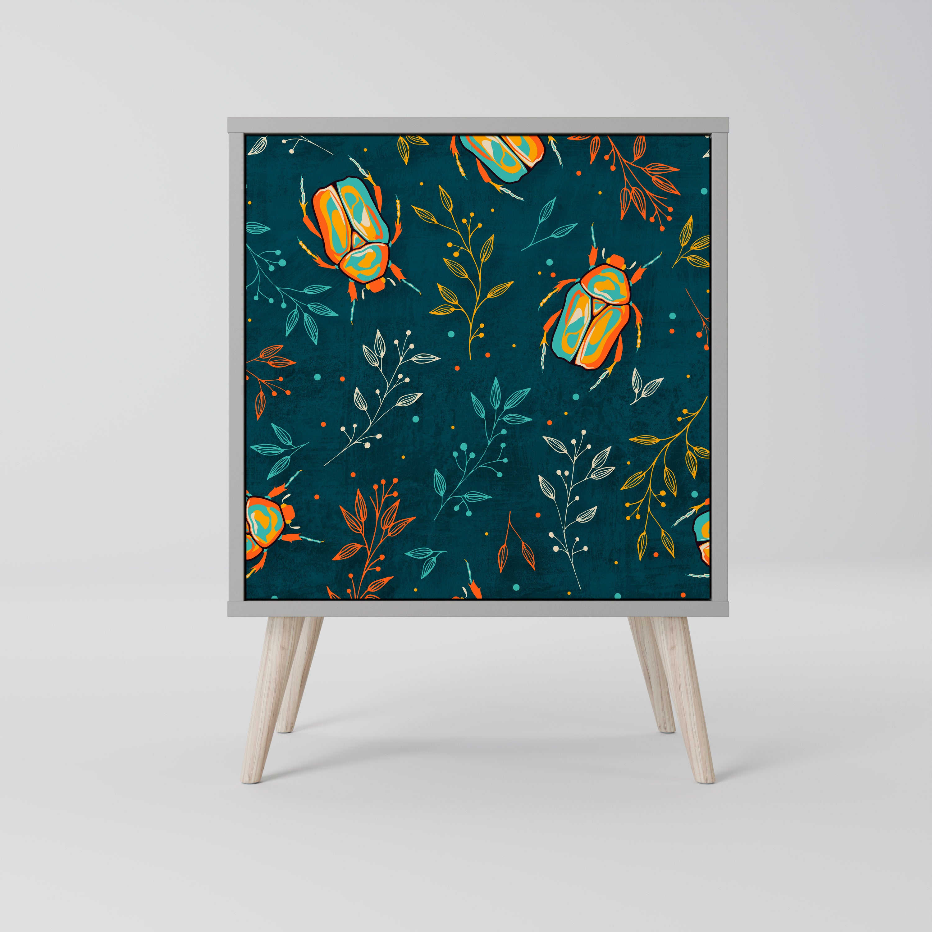 AUTUMN INSECTS 1-Door Sideboard in Grey Finish