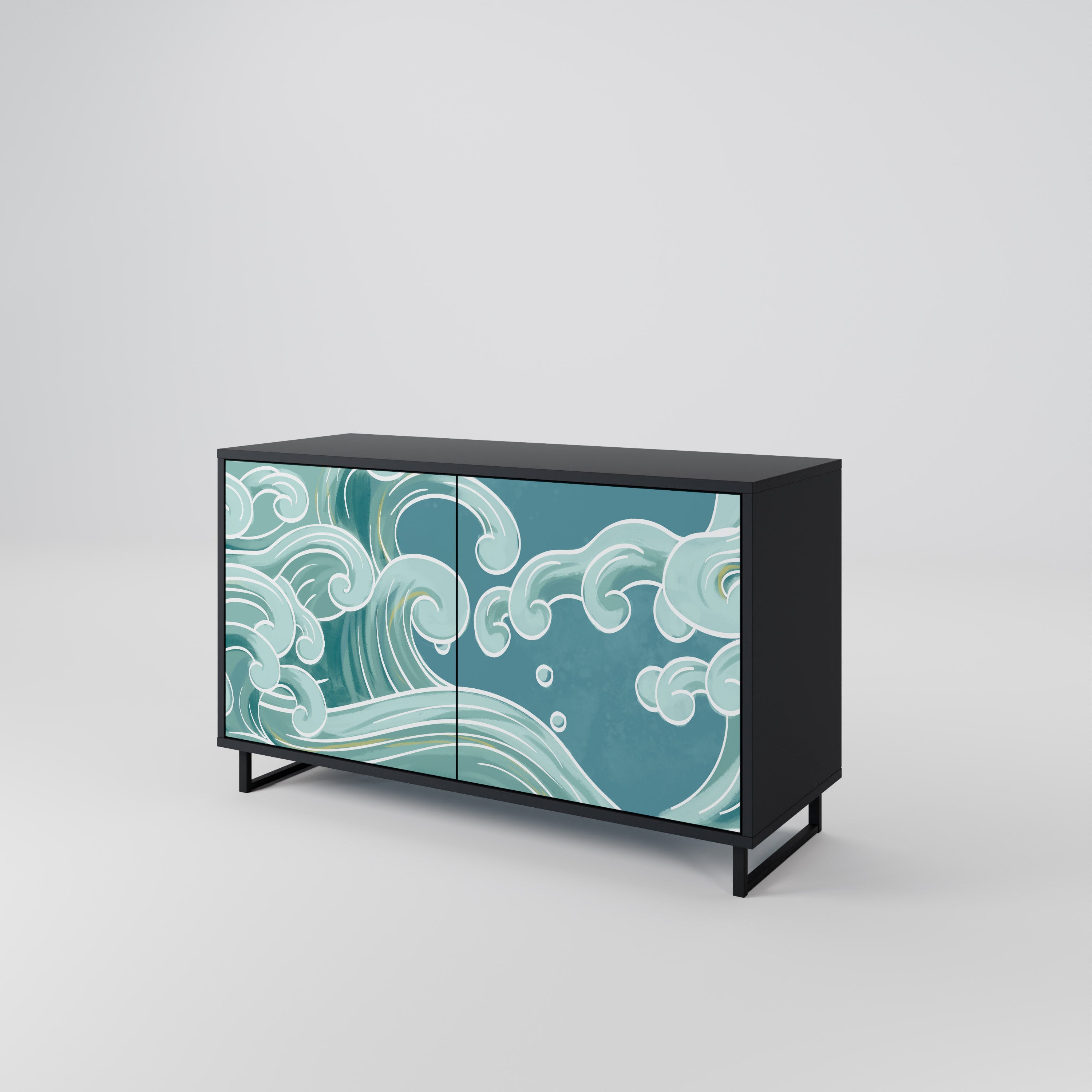 ASIAN SWAY 2-Door Sideboard in Black Finish