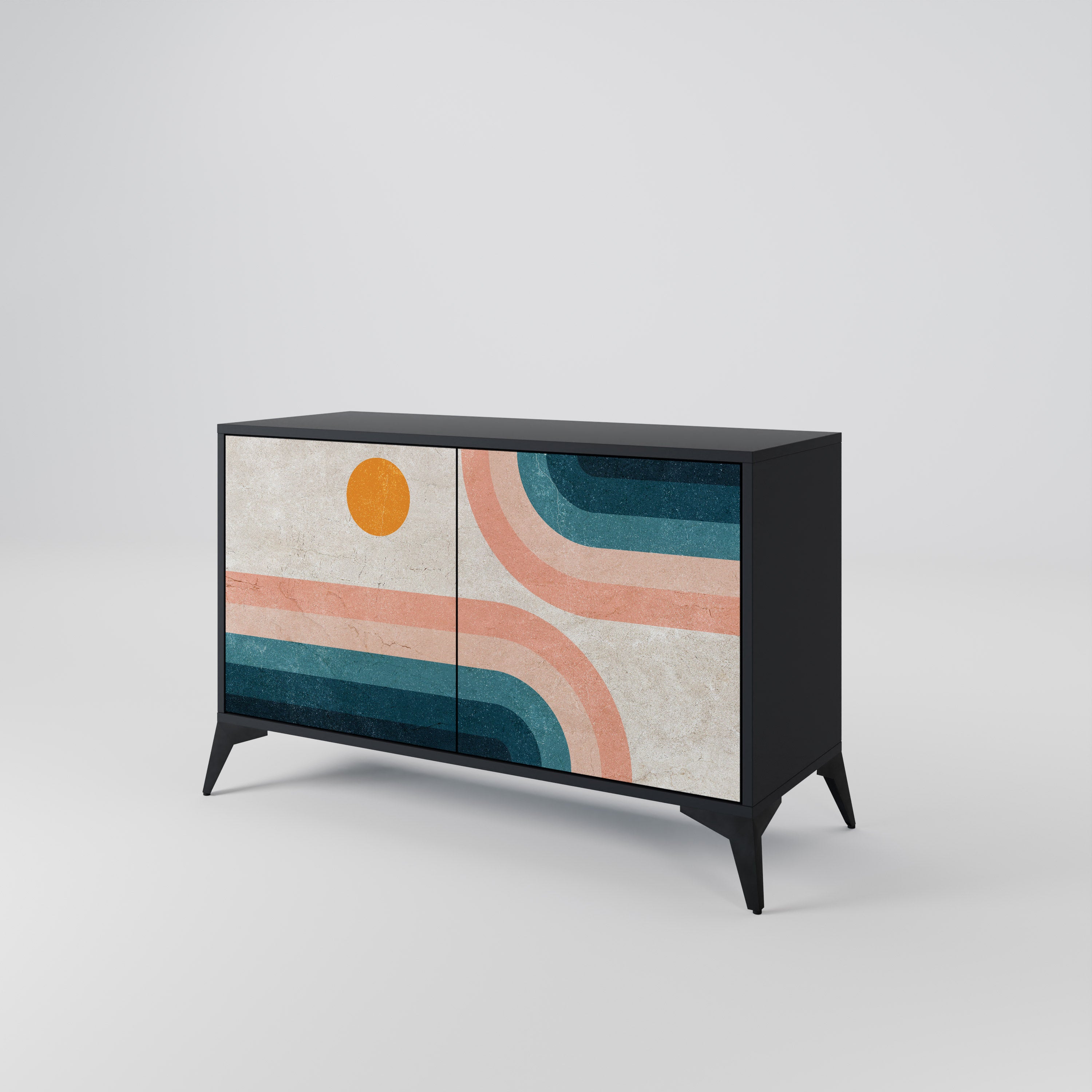 TWO HALVES 2-Door Sideboard in Black Finish