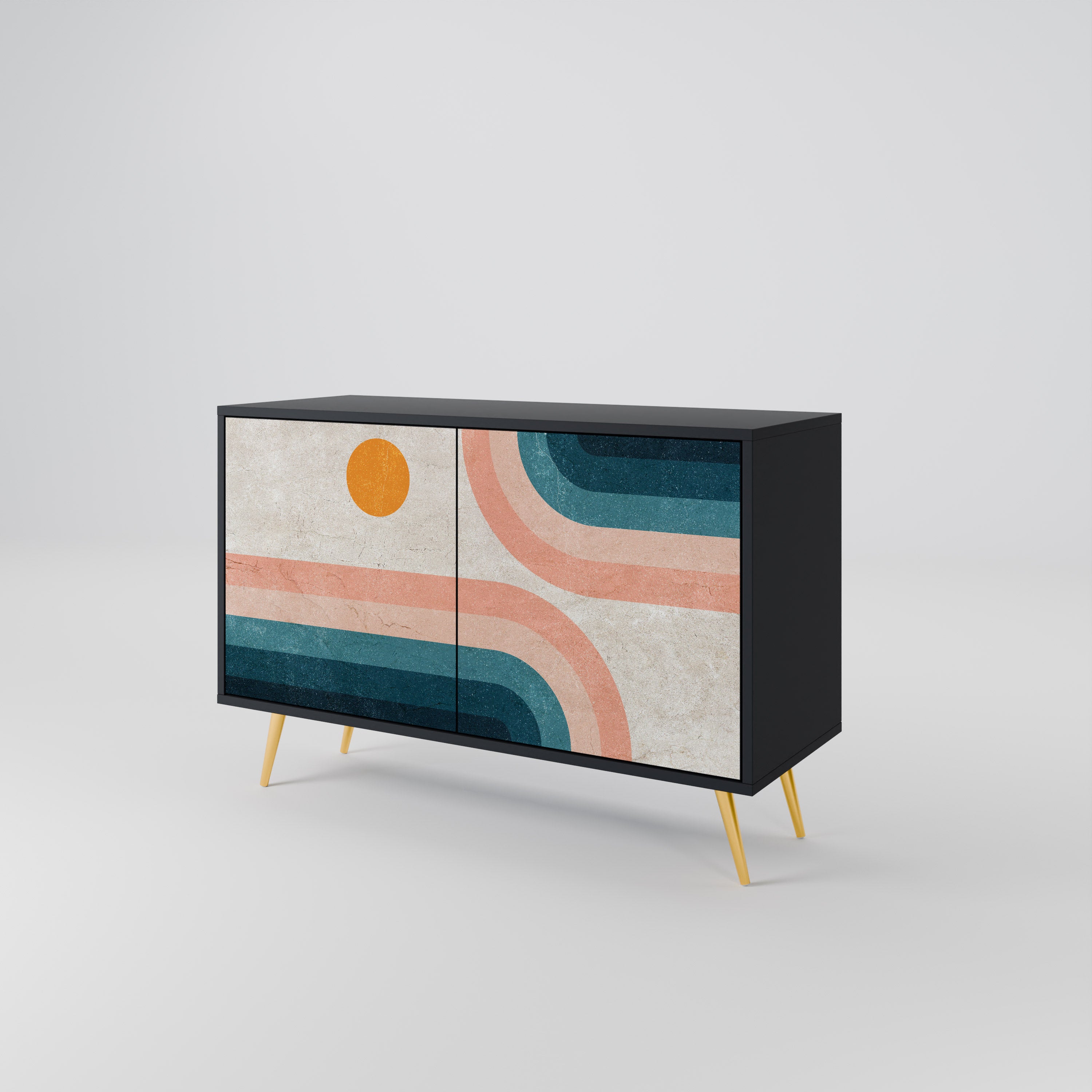 TWO HALVES 2-Door Sideboard in Black Finish
