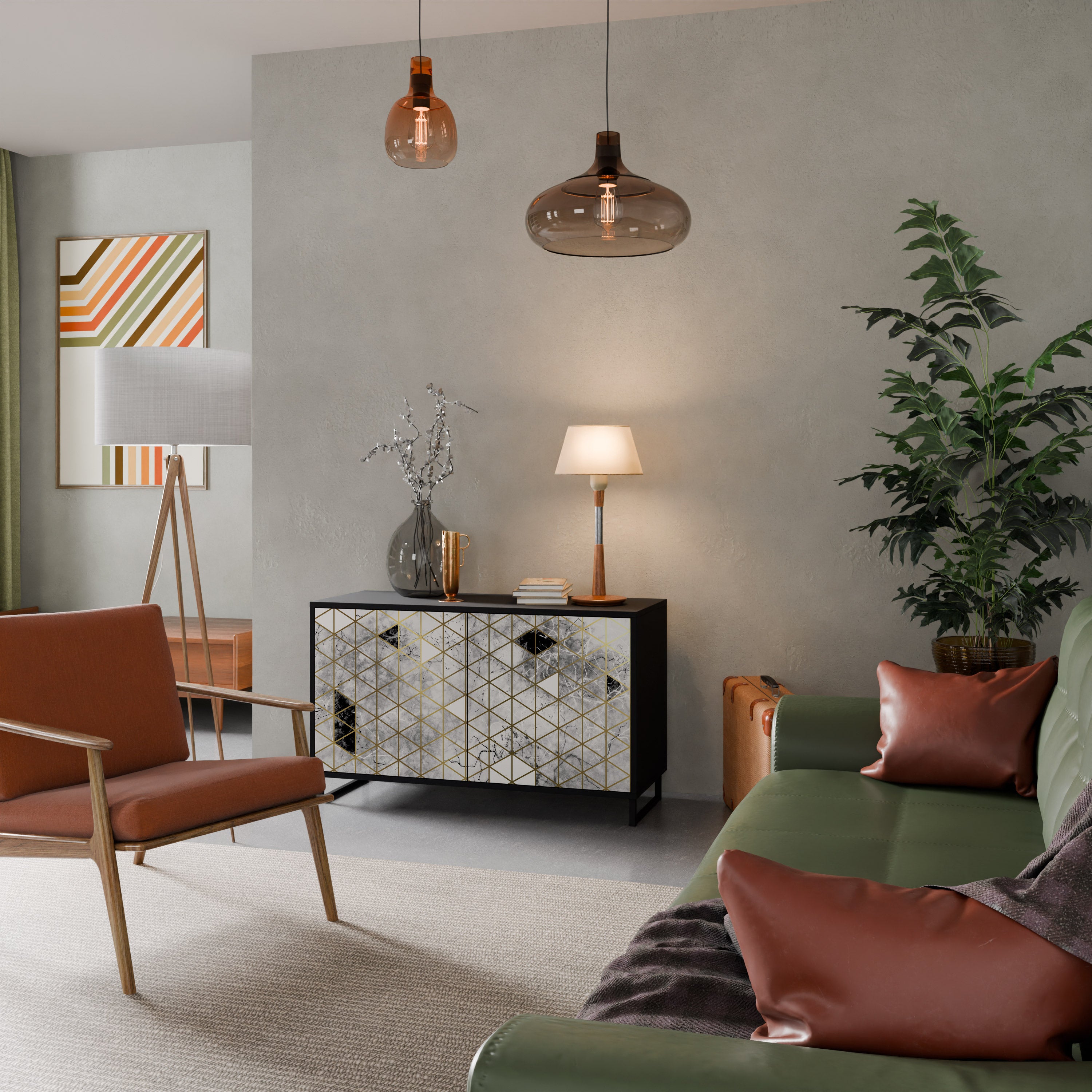 ASHEN ARIA 2-Door Sideboard in Black Finish