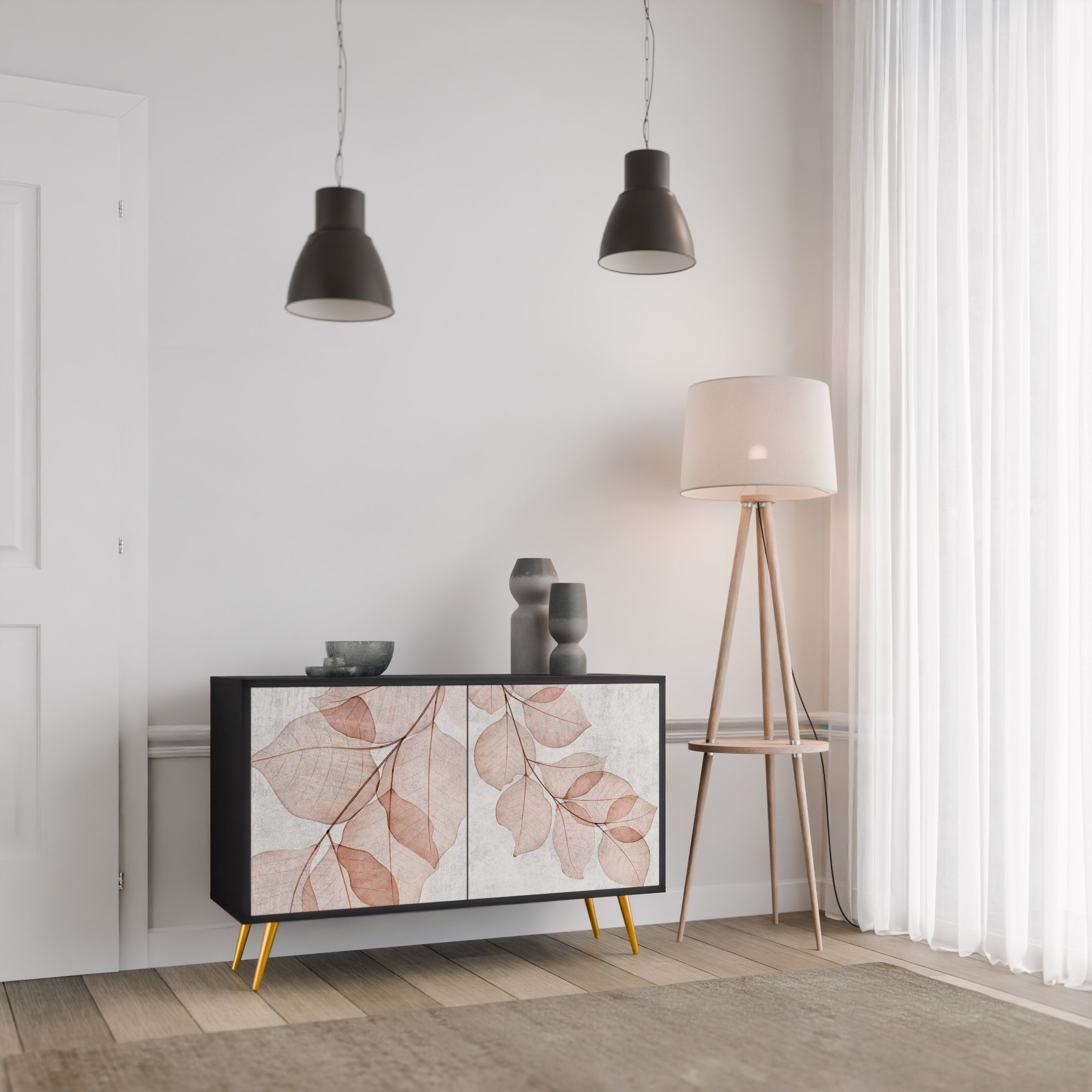 AUTUMN FRAGILITY 2-Door Sideboard in Black Finish