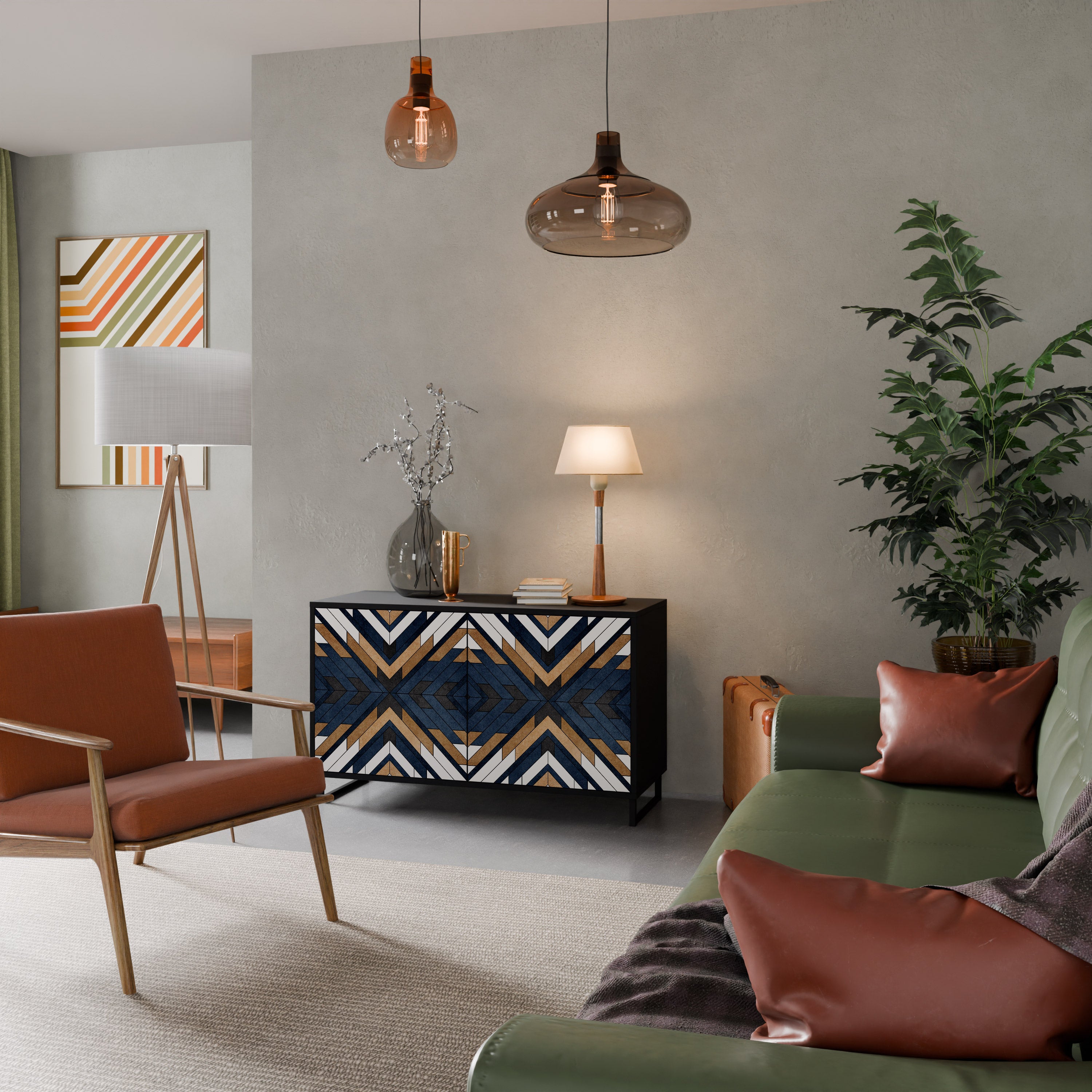 ARTFUL GEOMETRY 2-Door Sideboard in Black Finish