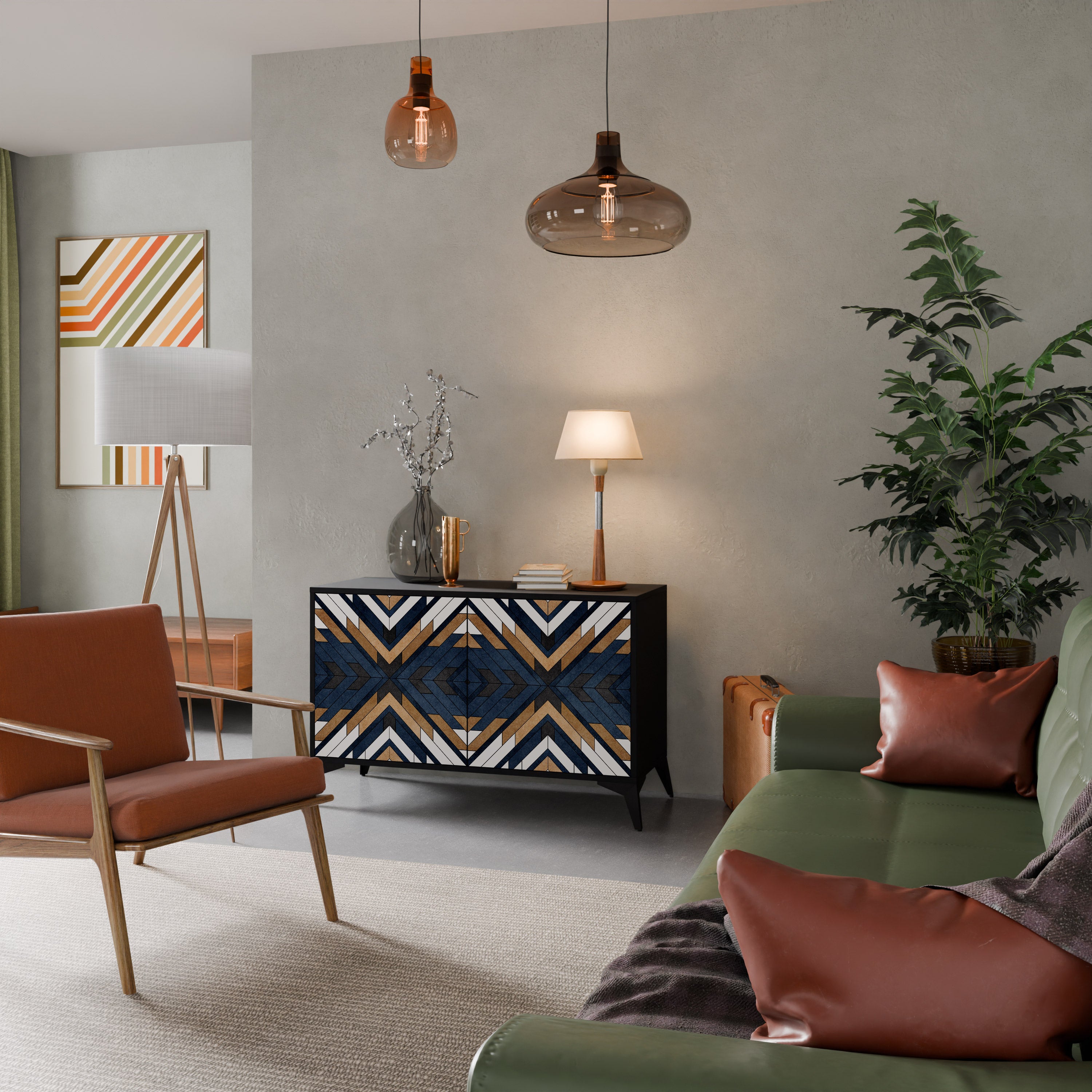 ARTFUL GEOMETRY 2-Door Sideboard in Black Finish