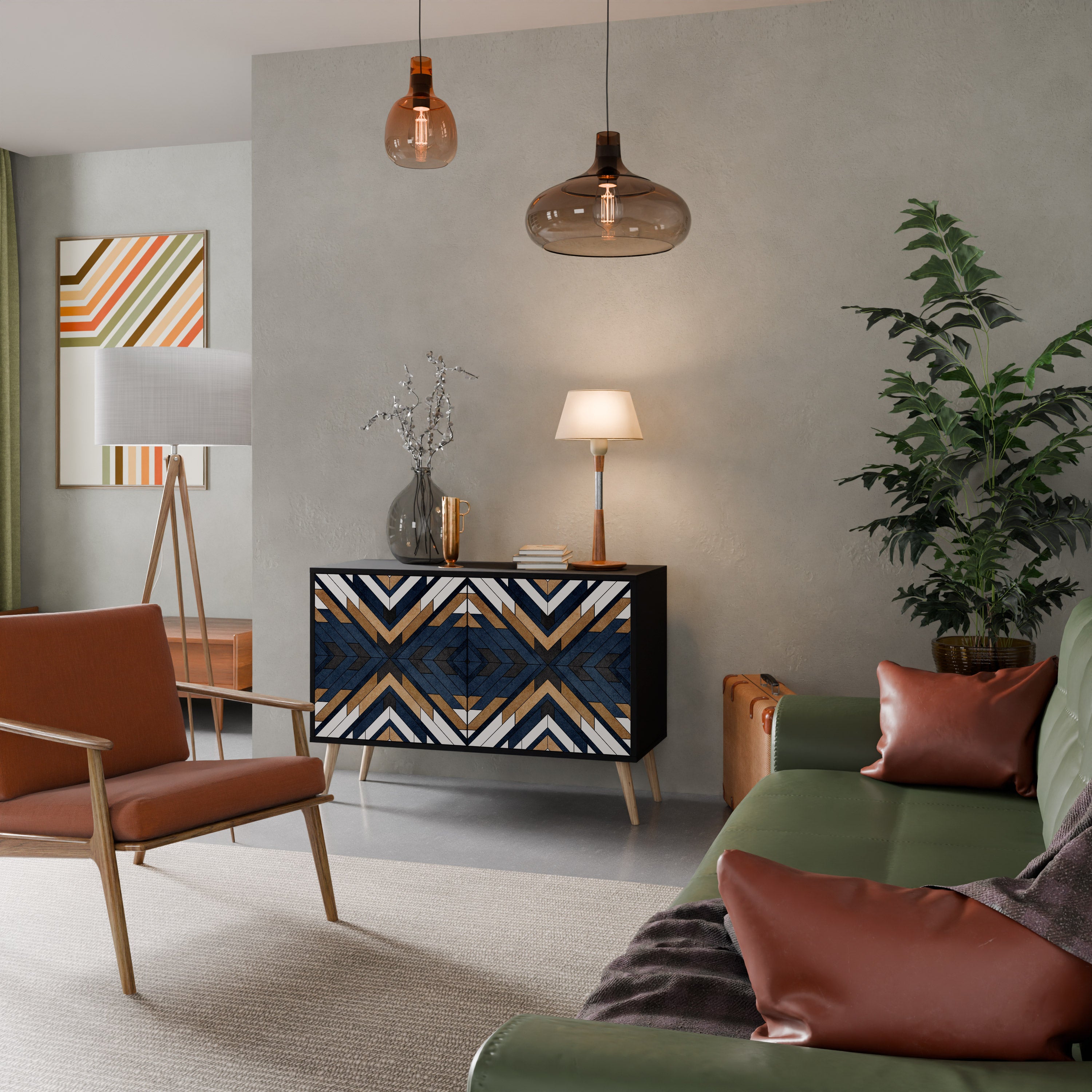 ARTFUL GEOMETRY 2-Door Sideboard in Black Finish