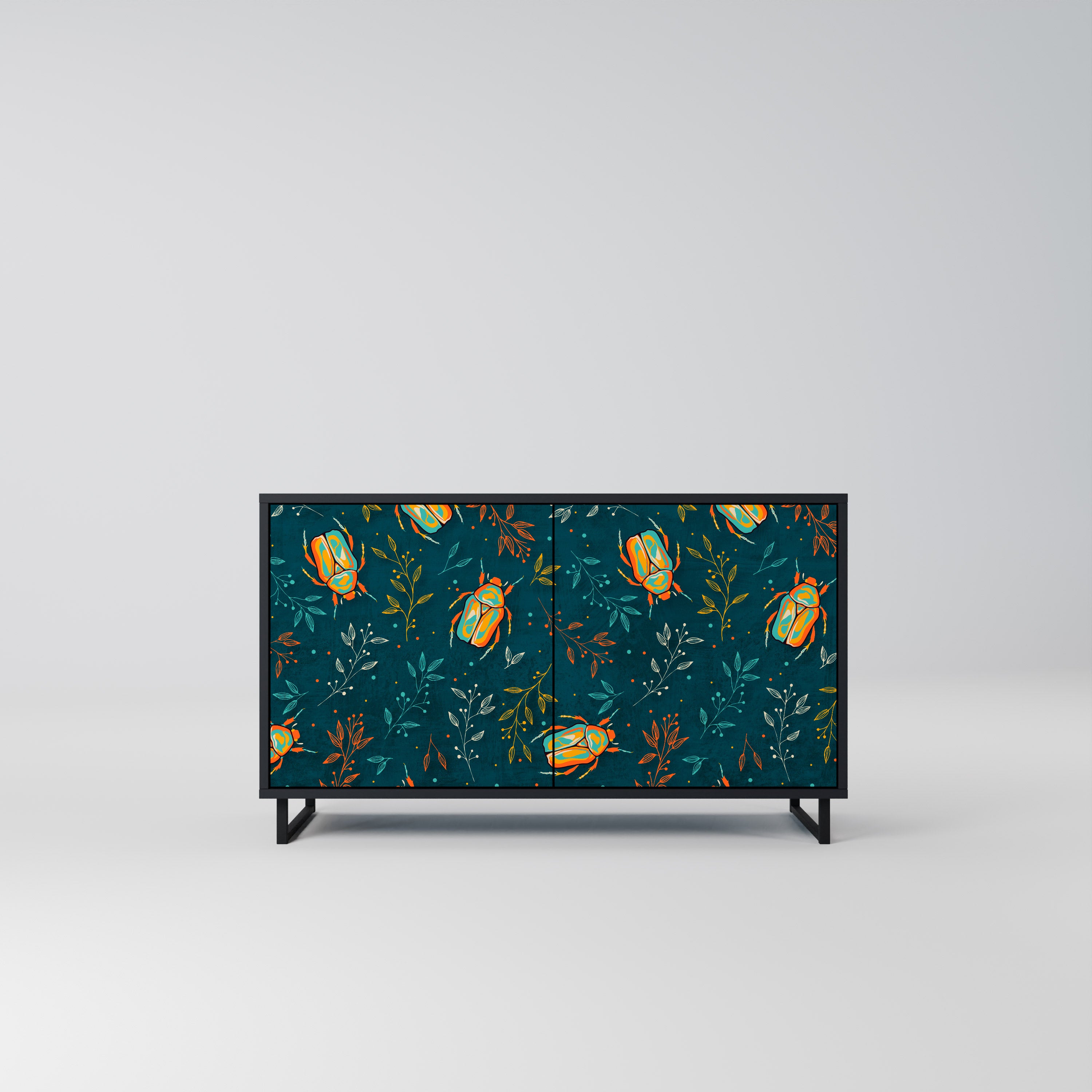 AUTUMN INSECTS 2-Door Sideboard in Black Finish