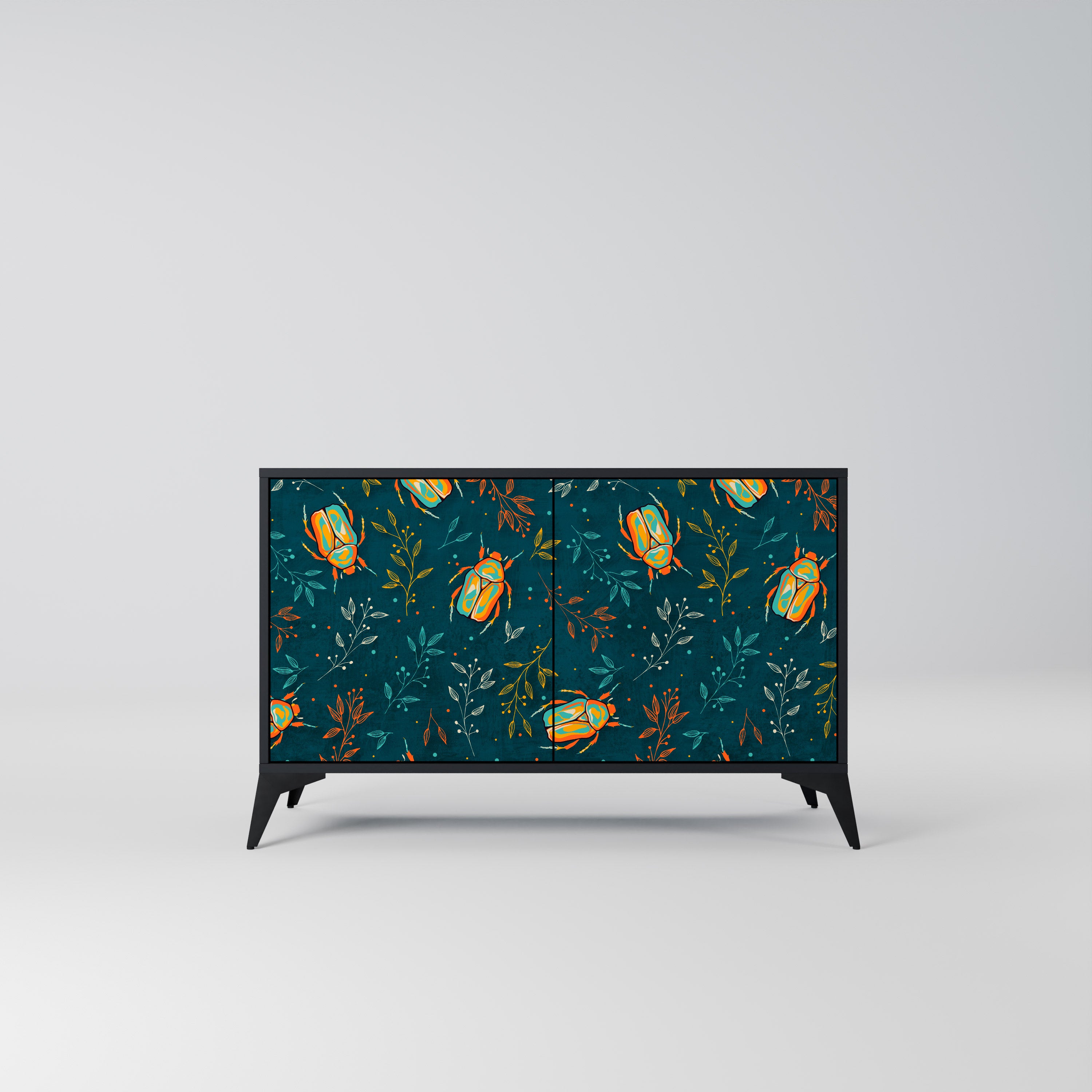 AUTUMN INSECTS 2-Door Sideboard in Black Finish