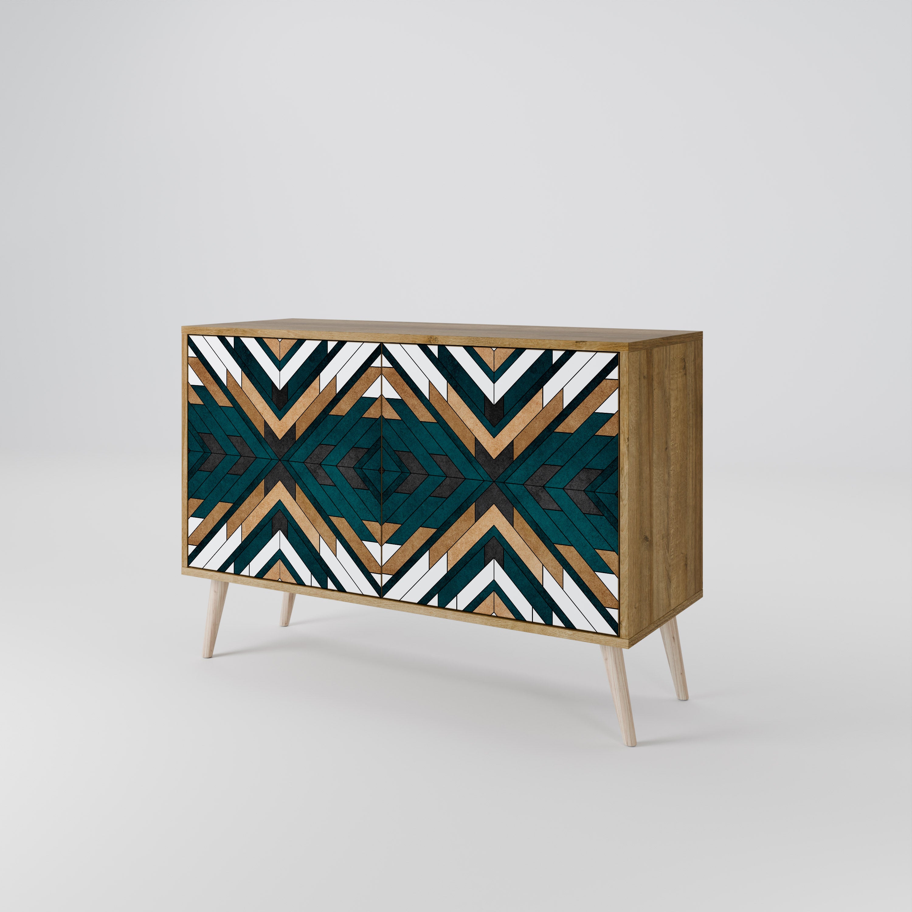 ARTISTIC GEOMETRY 2-Door Sideboard in Oak Effect