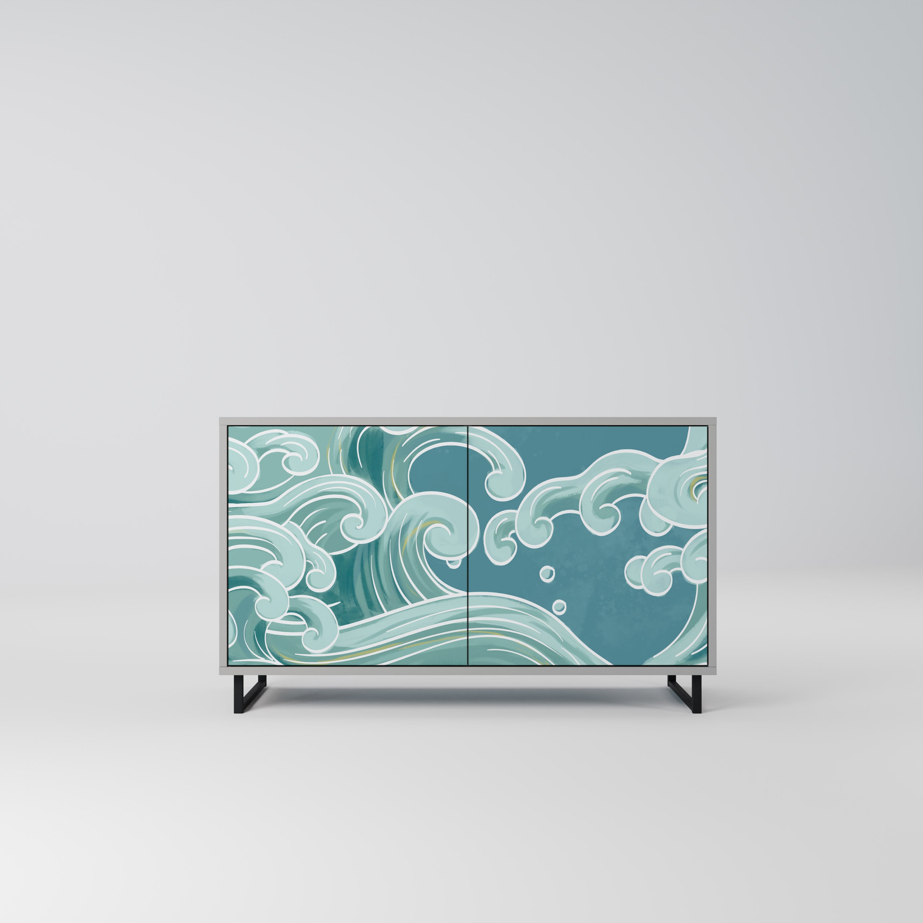 ASIAN SWAY 2-Door Sideboard in Grey Finish