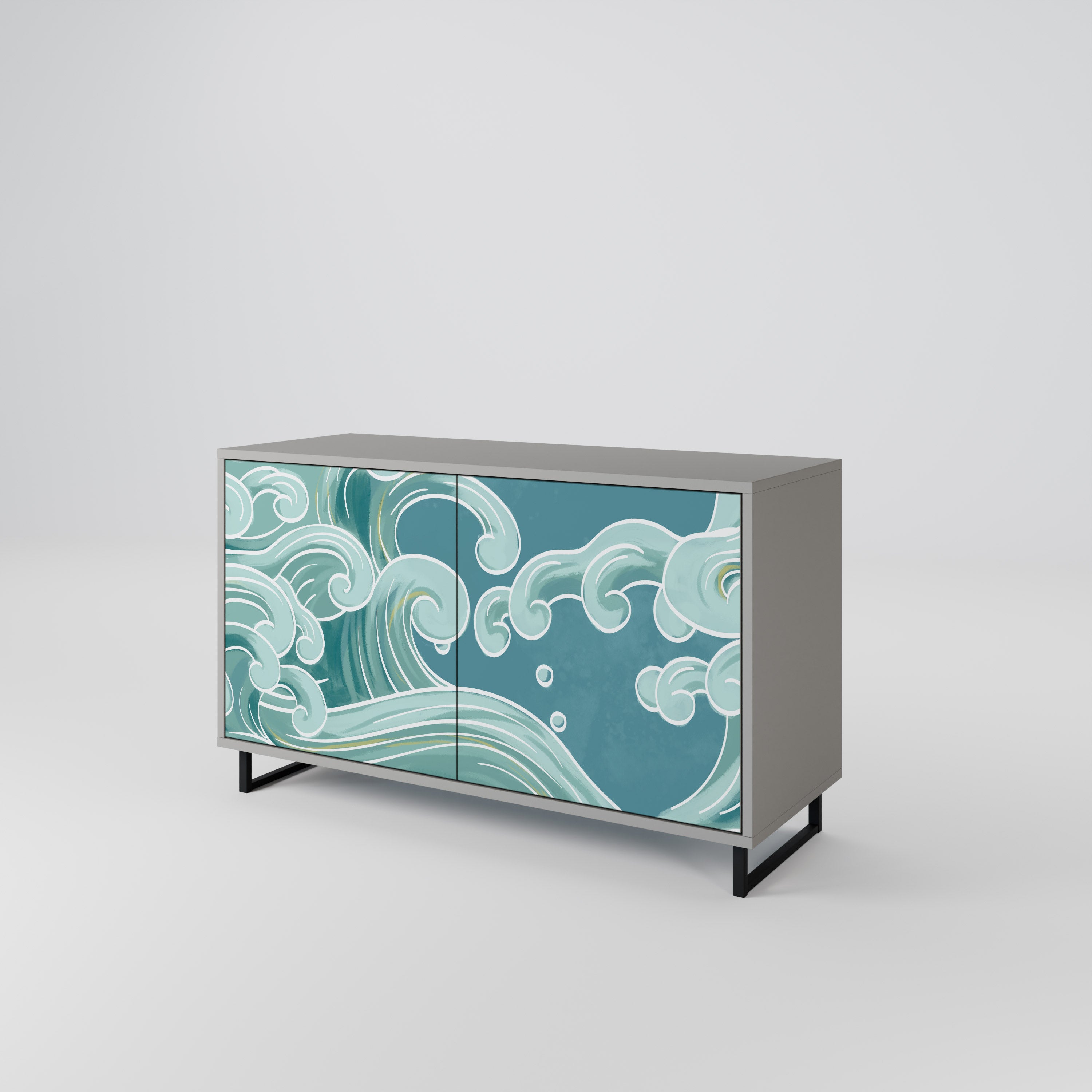 ASIAN SWAY 2-Door Sideboard in Grey Finish