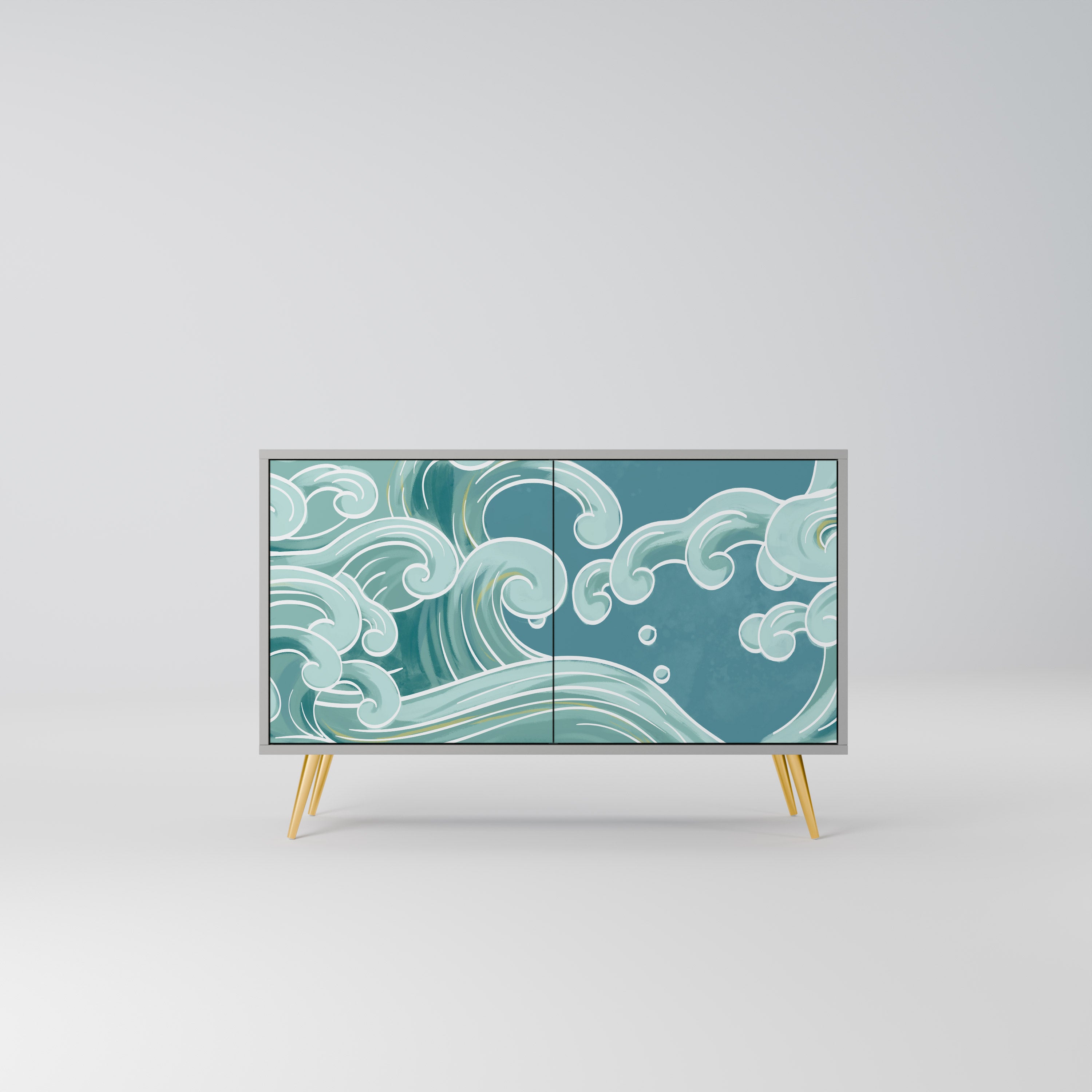 ASIAN SWAY 2-Door Sideboard in Grey Finish