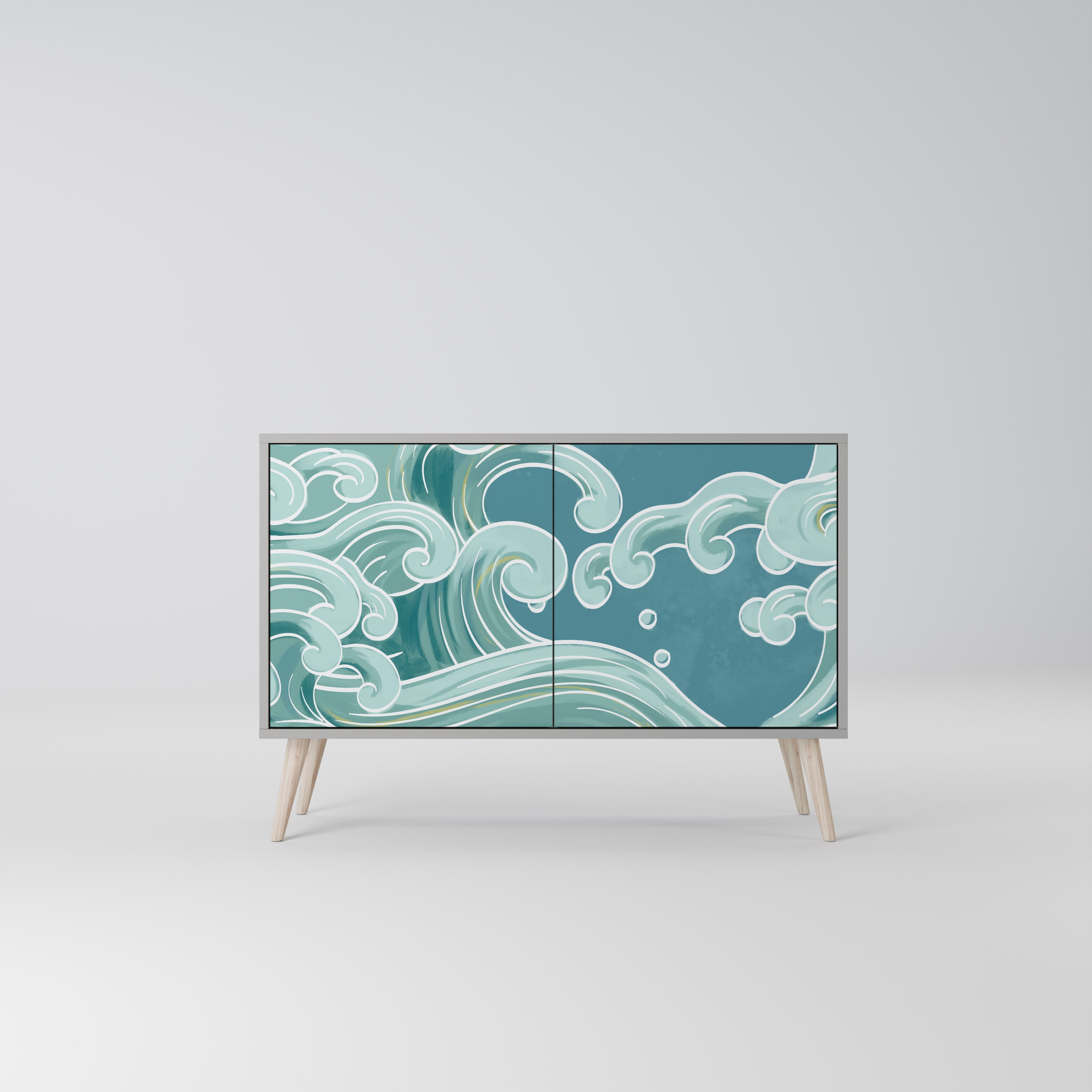 ASIAN SWAY 2-Door Sideboard in Grey Finish