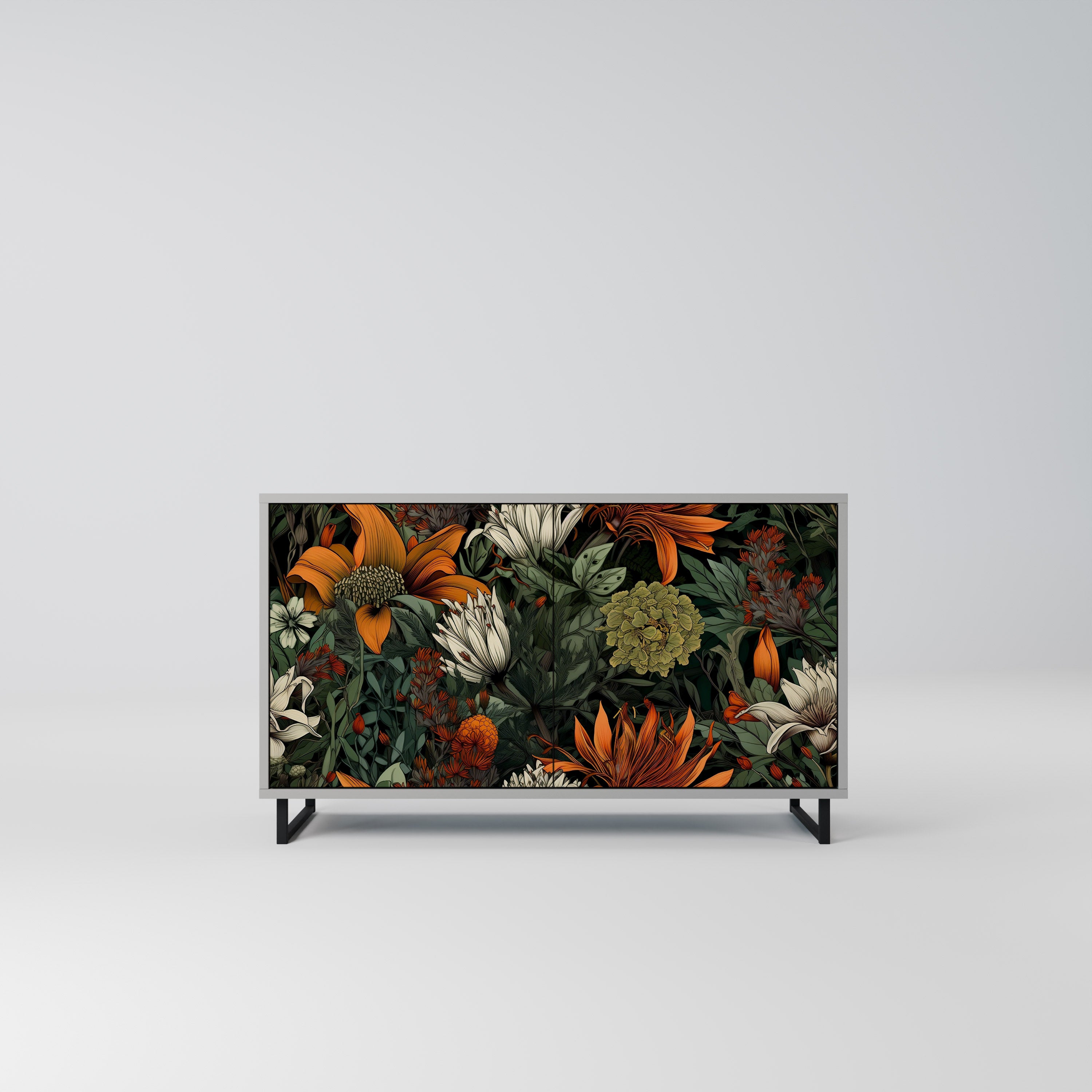 Aparador de 2 puertas MIDNIGHT SPROUT con acabado gris