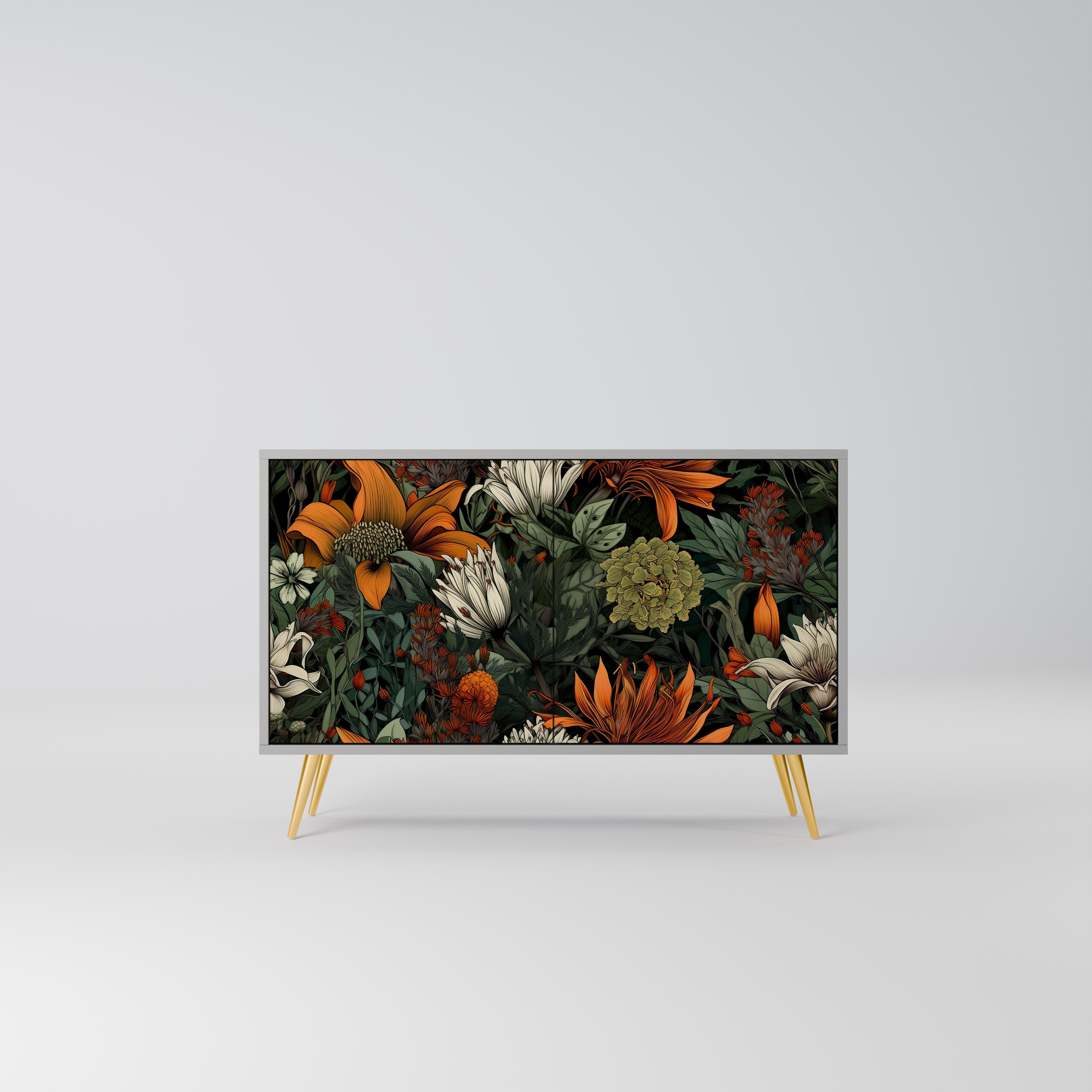 Aparador de 2 puertas MIDNIGHT SPROUT con acabado gris