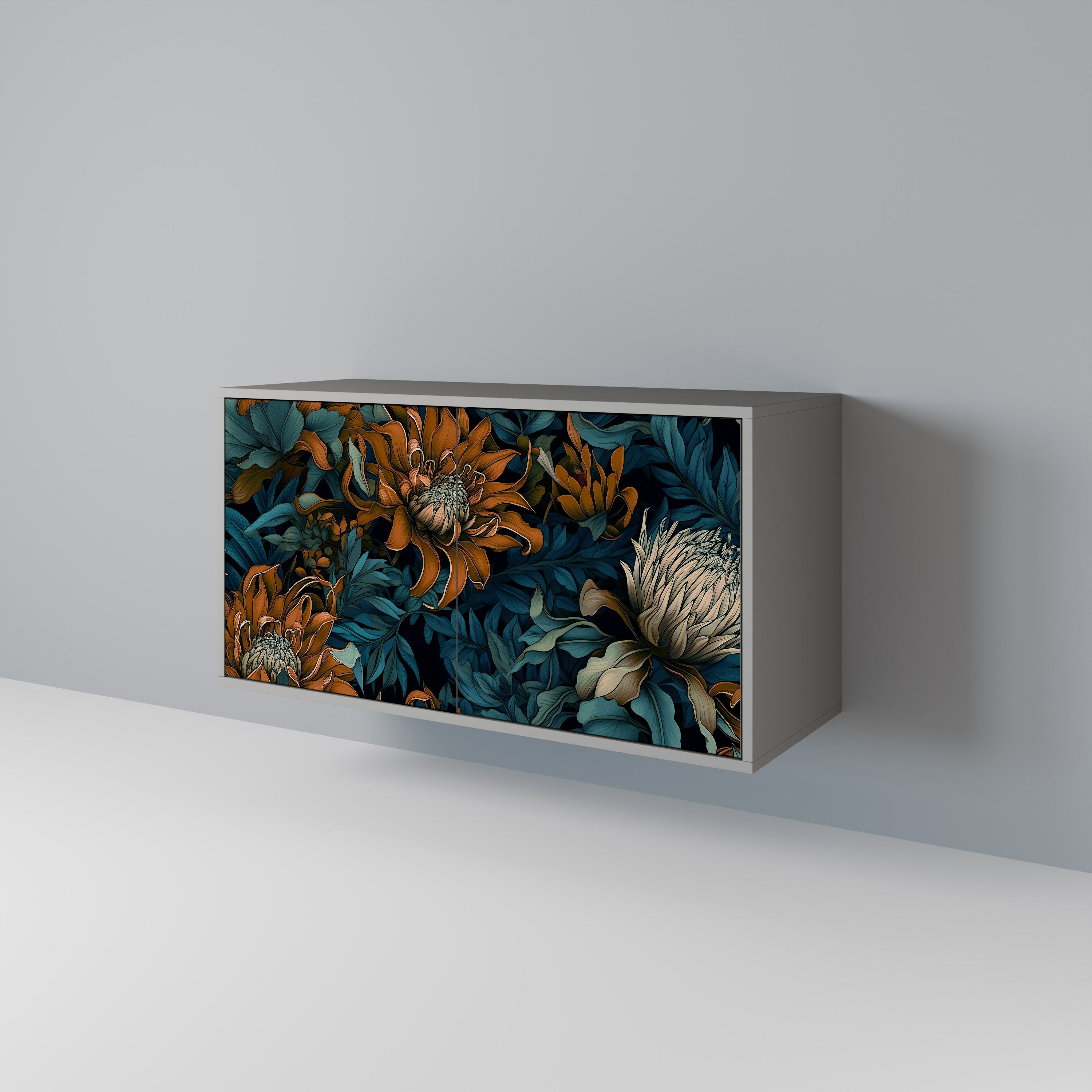 Aparador de 2 puertas MORNING BLOOM en acabado gris