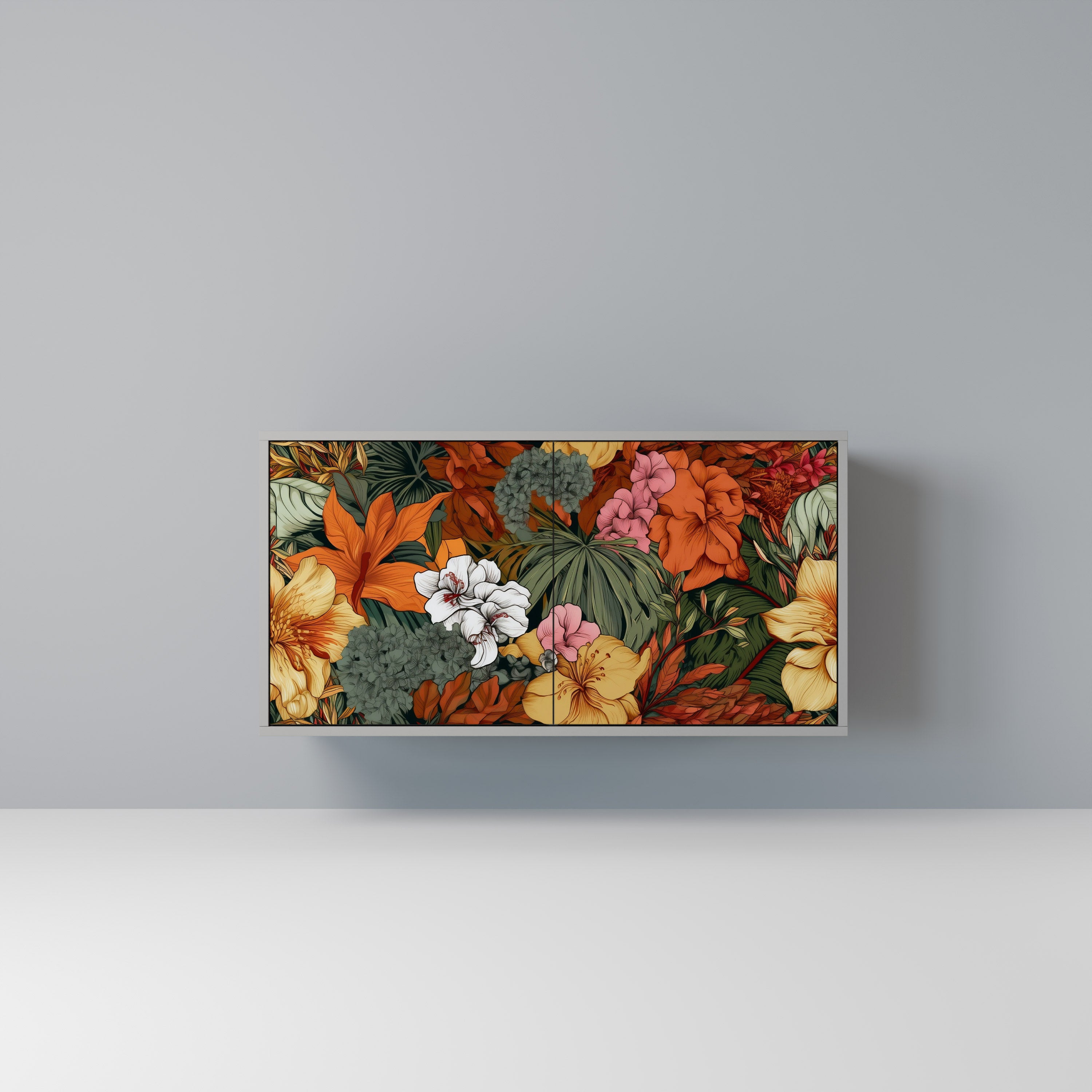 Aparador de 2 puertas RADIANT FLORA en acabado gris