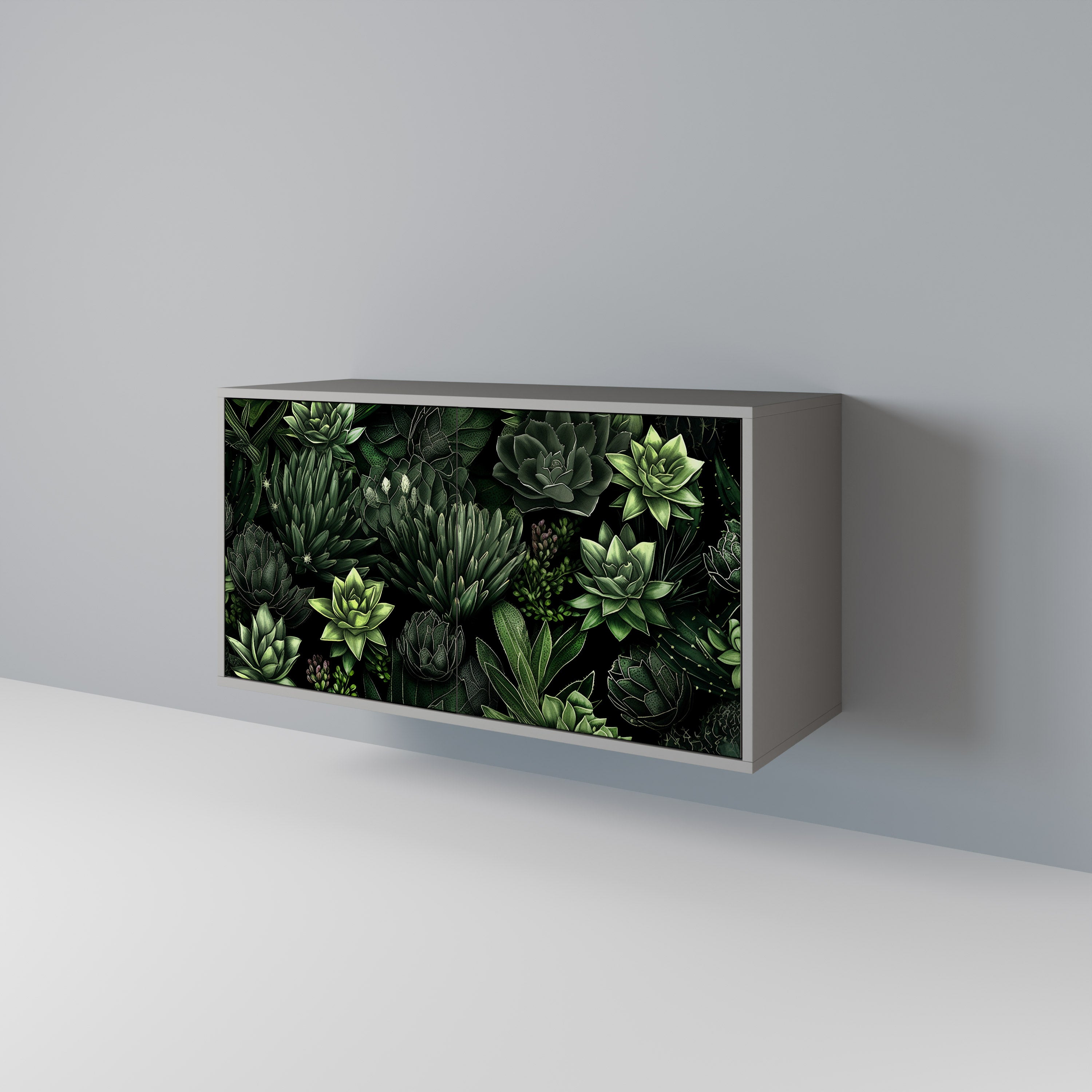 Aparador de 2 puertas SUCCULENT JUNGLE en acabado gris