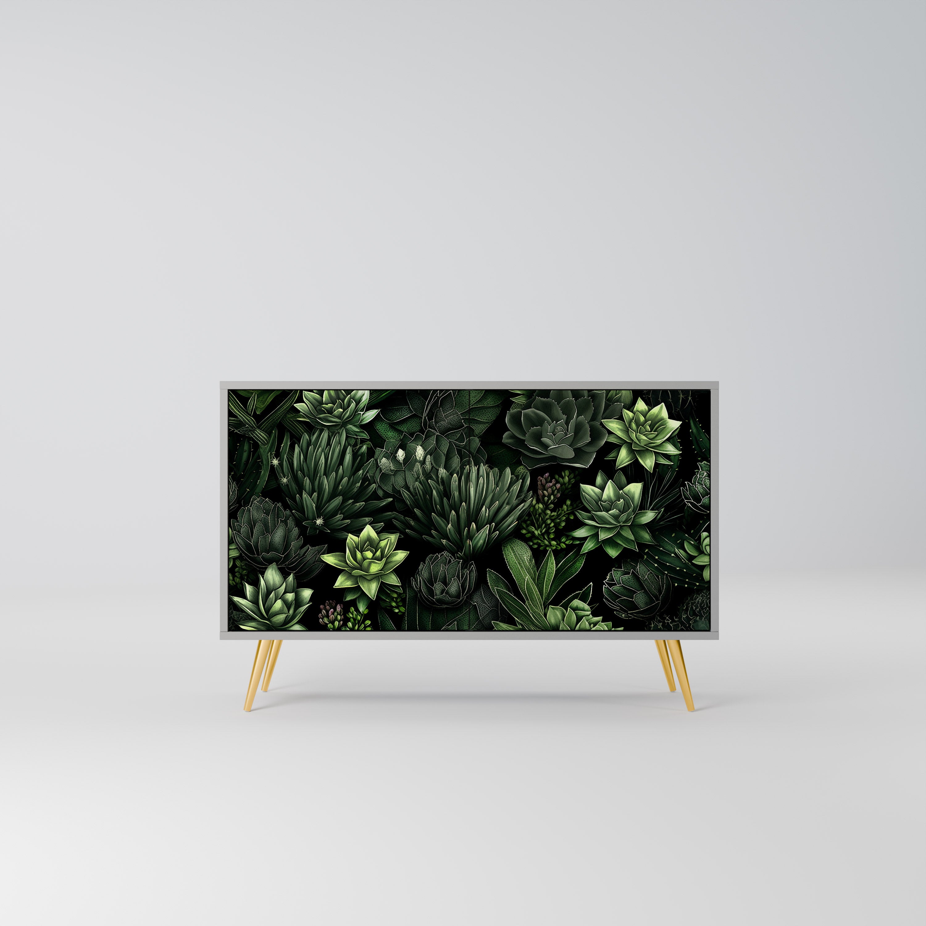 Aparador de 2 puertas SUCCULENT JUNGLE en acabado gris