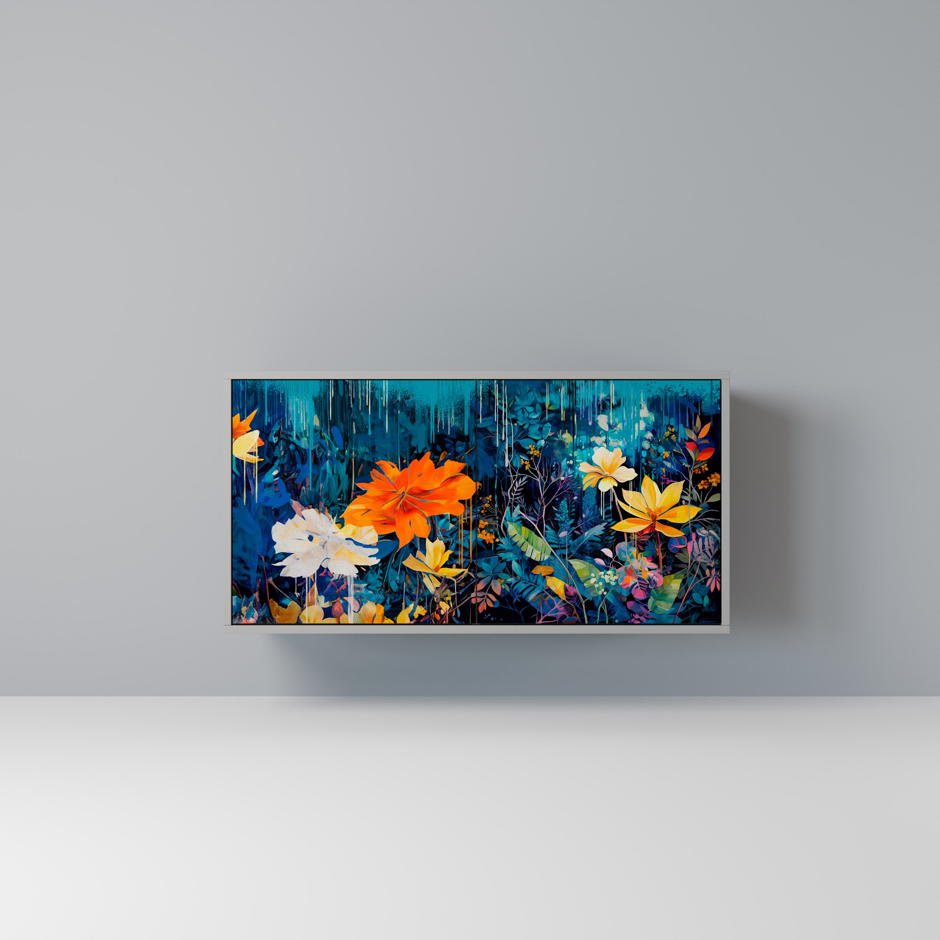 Aparador MIDNIGHT BLOSSOM de 2 puertas en acabado gris