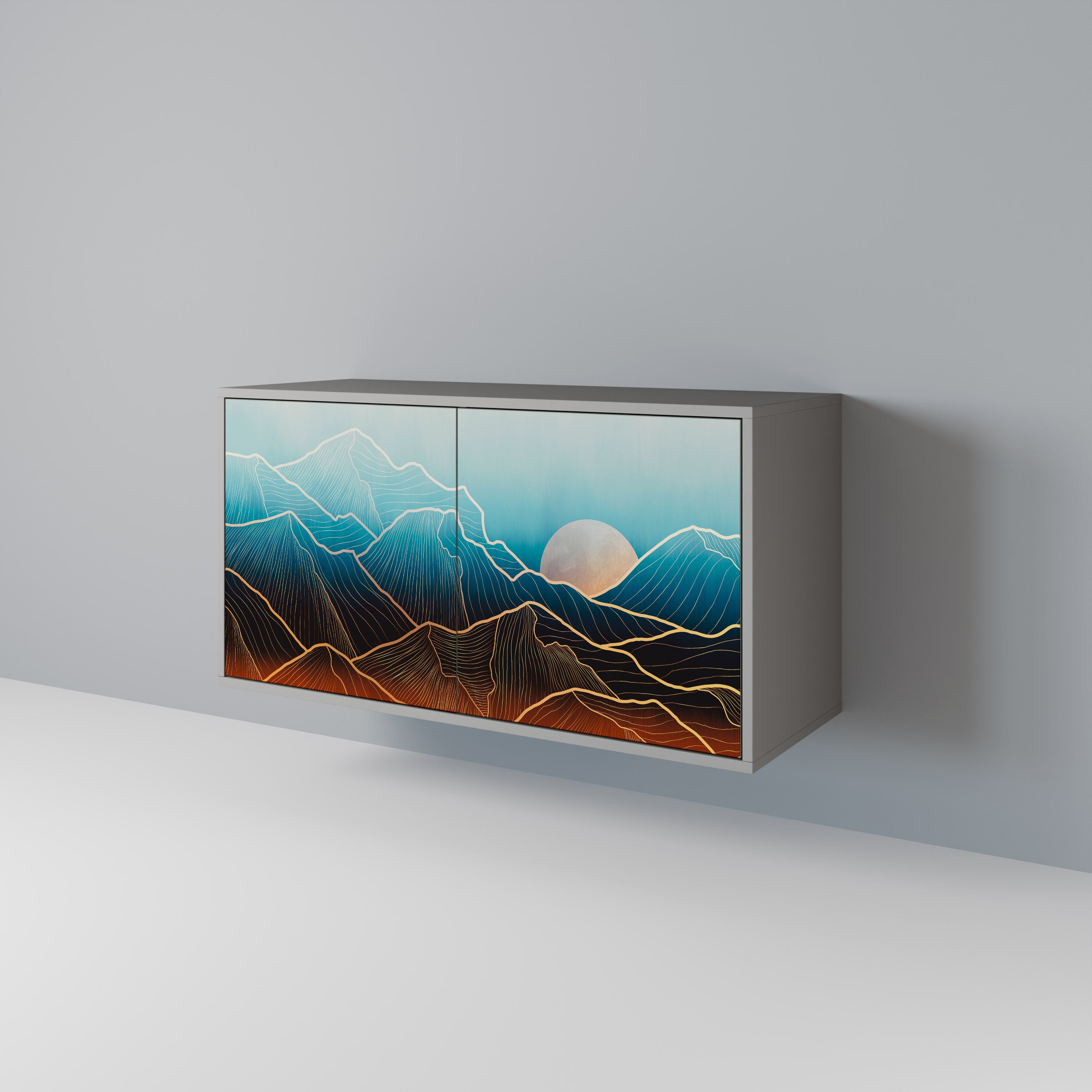 Aparador de 2 puertas LUNAR SECRETS en acabado gris