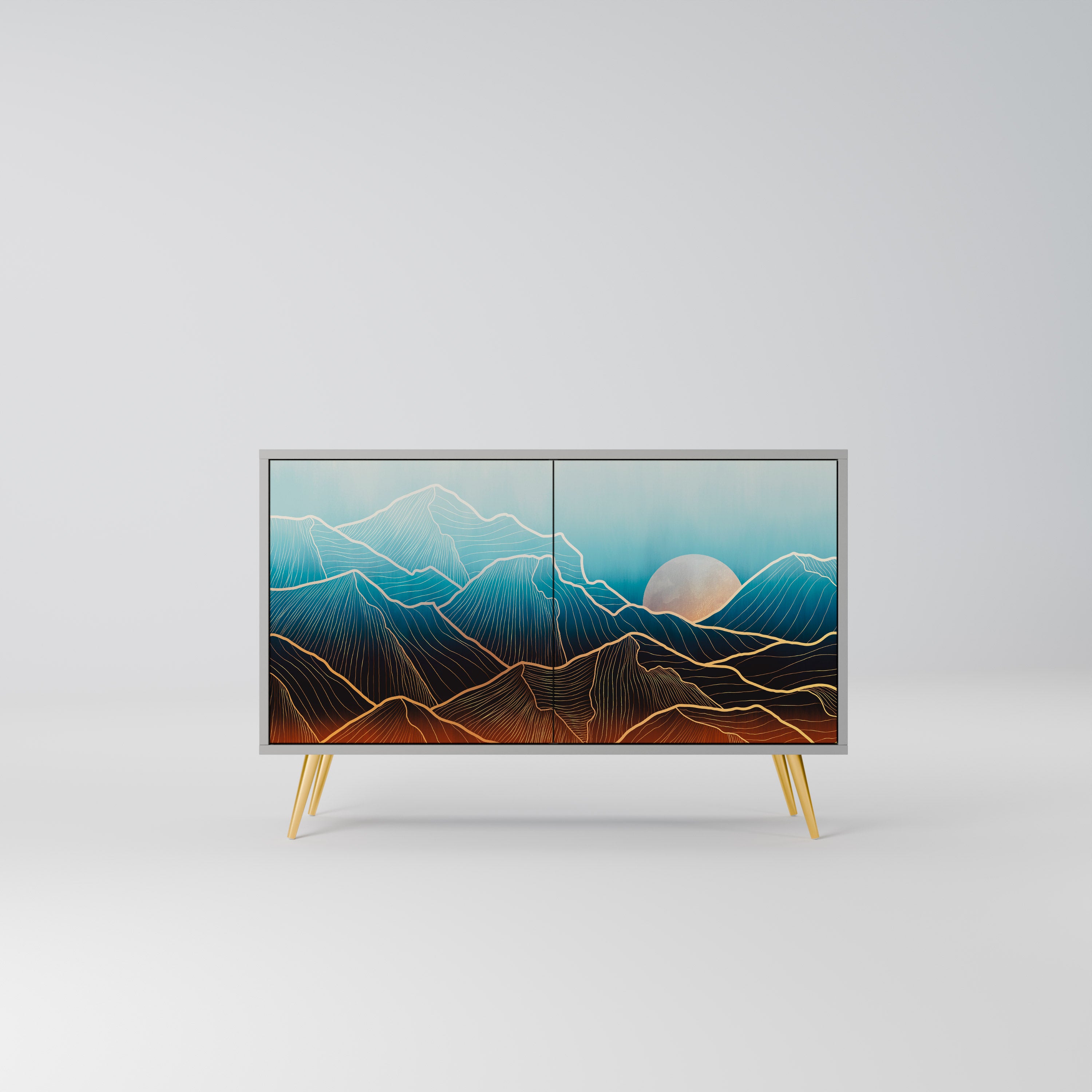 Aparador de 2 puertas LUNAR SECRETS en acabado gris