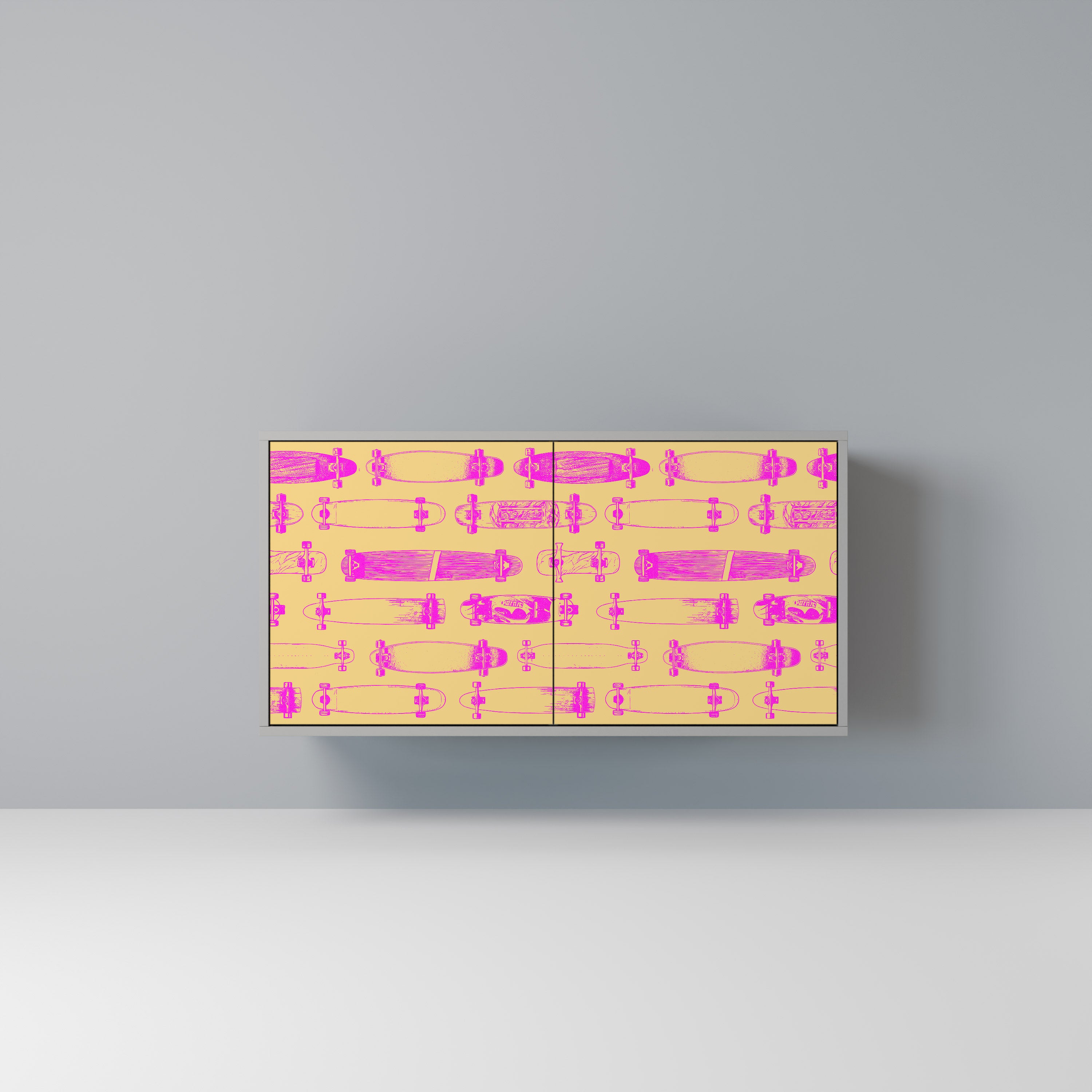 Aparador de 2 puertas SKATEBOARD ARTISTRY en acabado gris