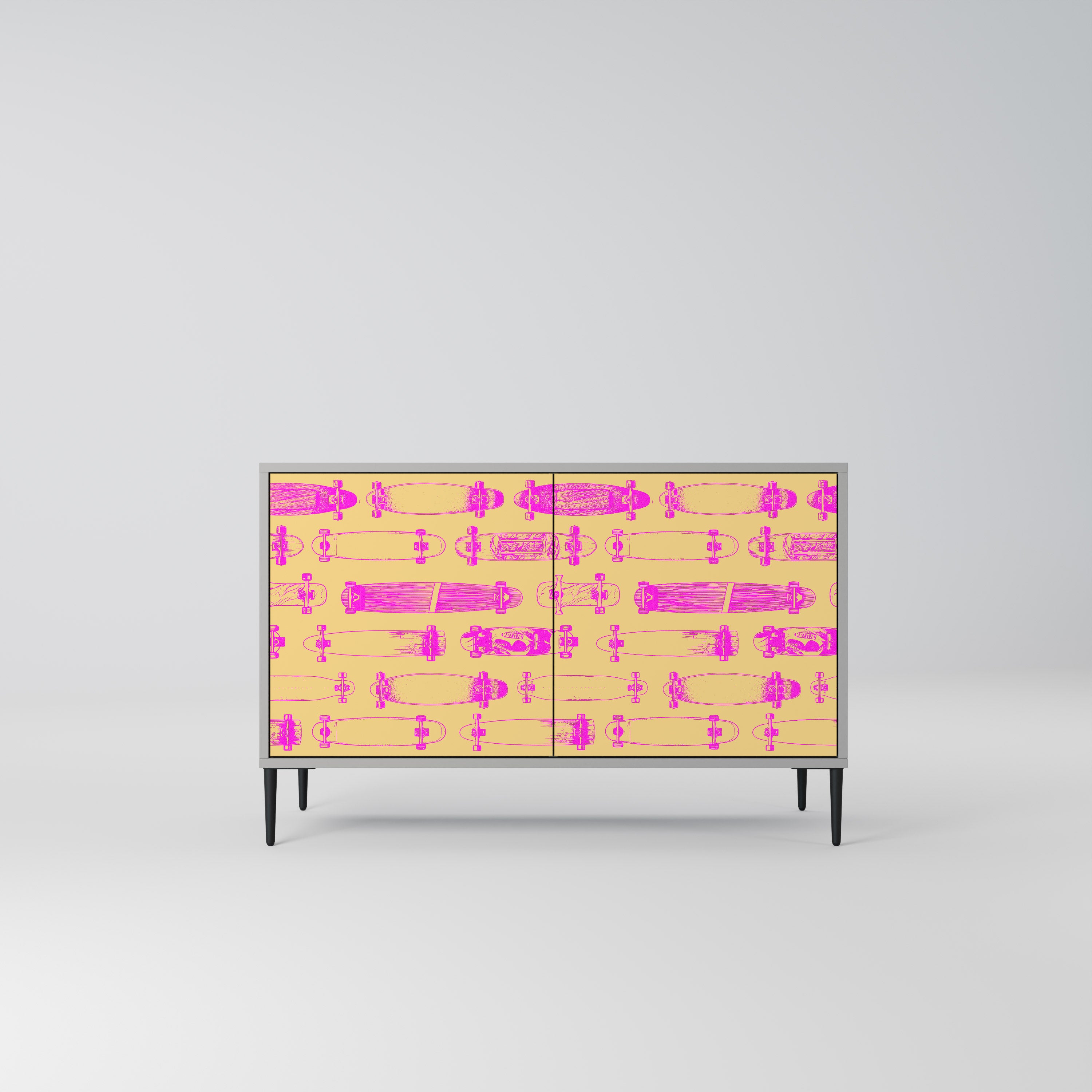 Aparador de 2 puertas SKATEBOARD ARTISTRY en acabado gris