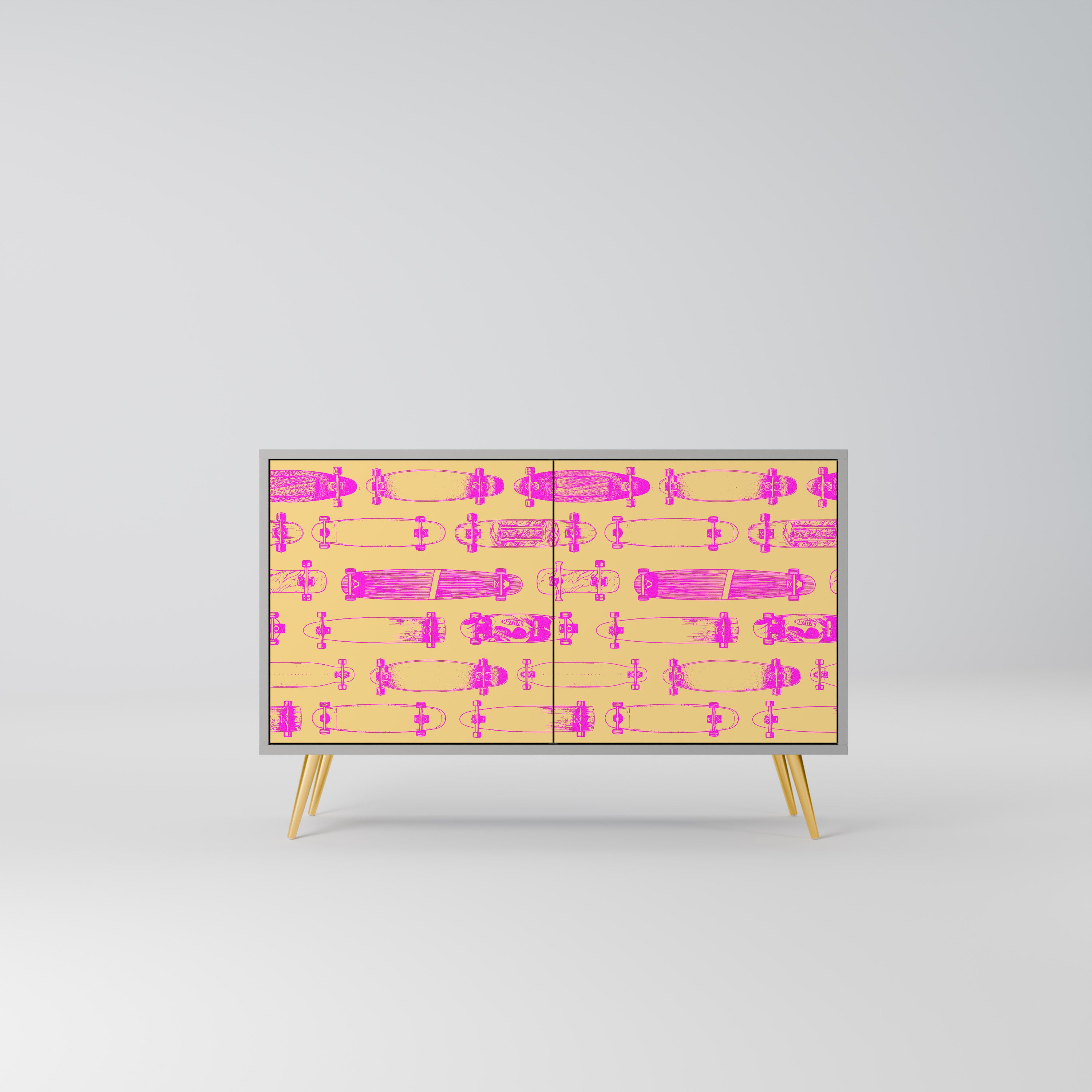 Aparador de 2 puertas SKATEBOARD ARTISTRY en acabado gris