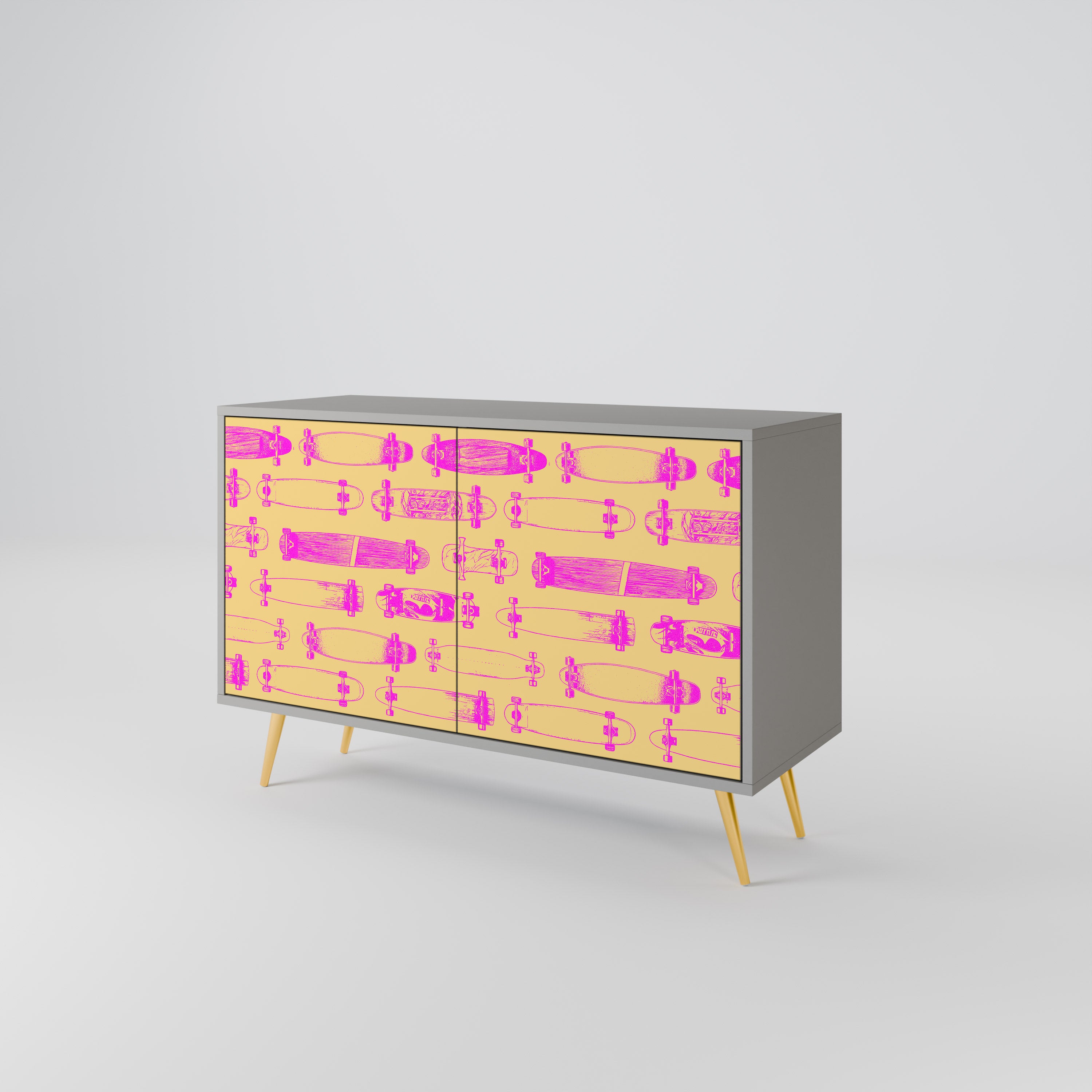 Aparador de 2 puertas SKATEBOARD ARTISTRY en acabado gris