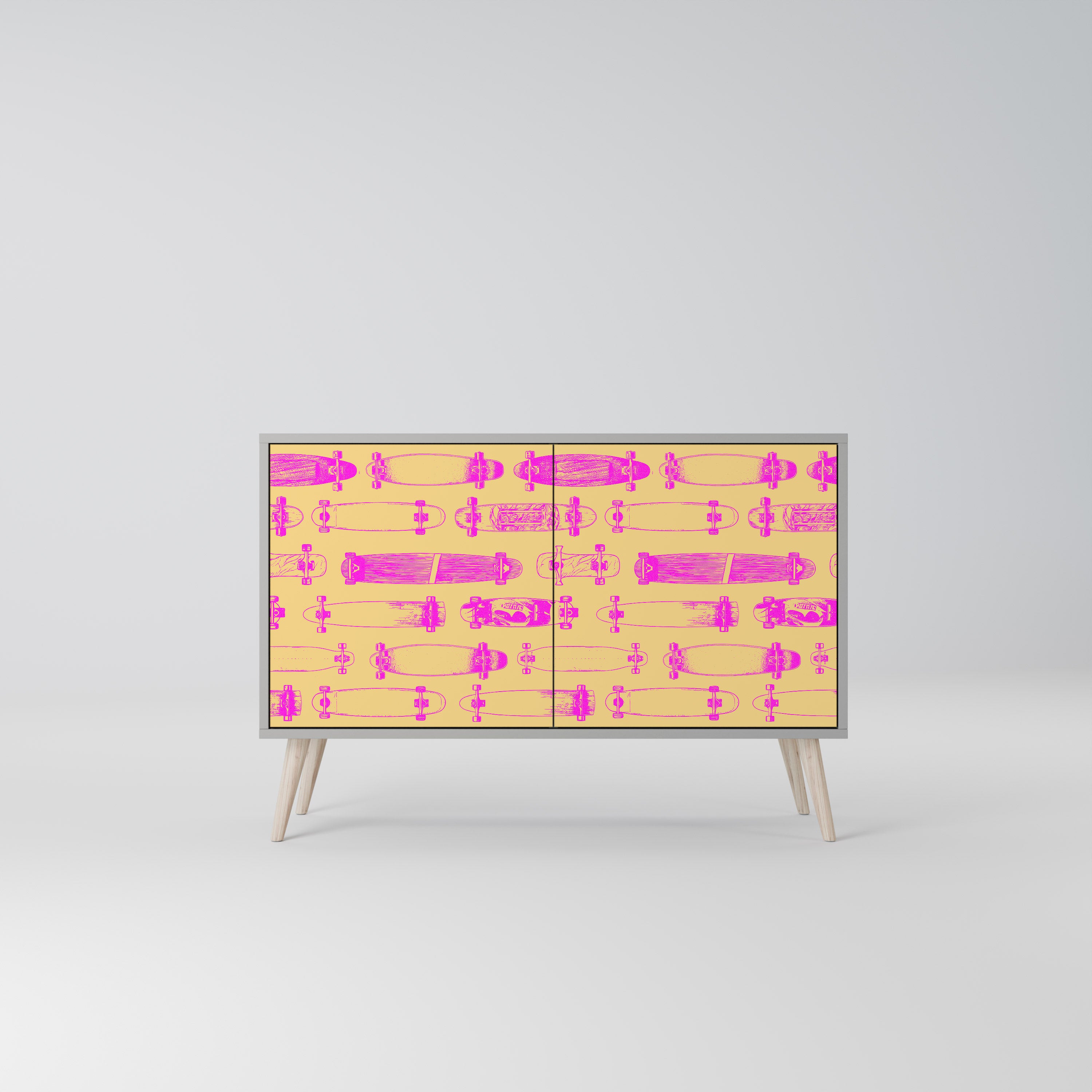 Aparador de 2 puertas SKATEBOARD ARTISTRY en acabado gris