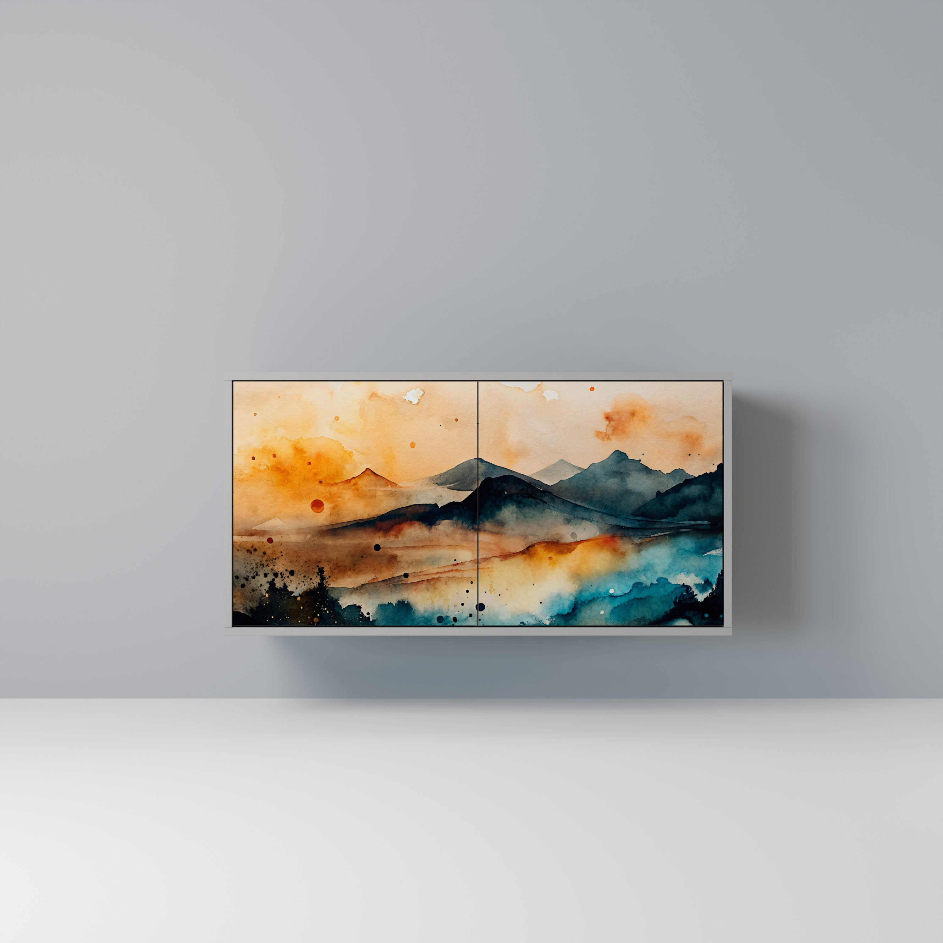 Aparador de 2 puertas OMINOUS MOUNTAINS en acabado gris